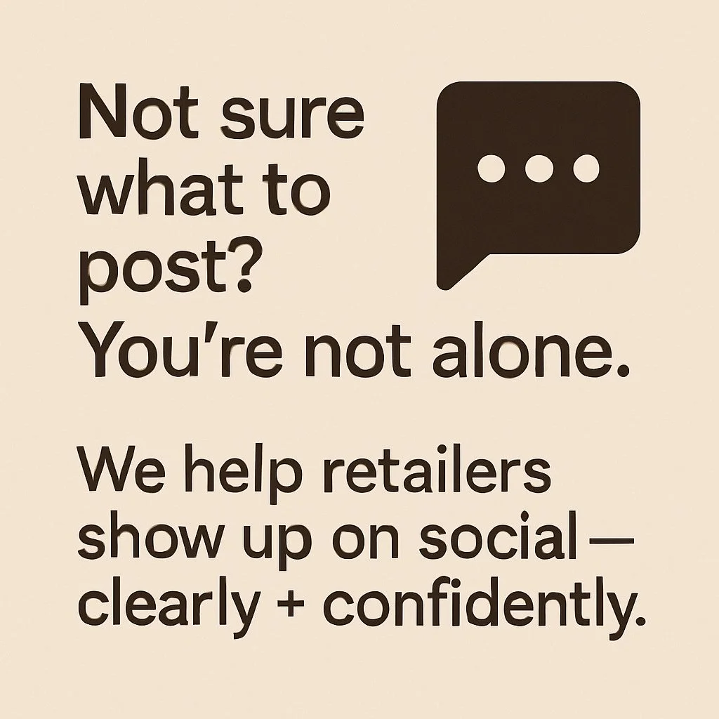 Not sure what to post? Feeling stuck or overwhelmed when it comes to social media for your store?

You&rsquo;re not alone &mdash; and we can help.

Social media isn&rsquo;t just about pretty pictures. It&rsquo;s about connection, consistency, and cus
