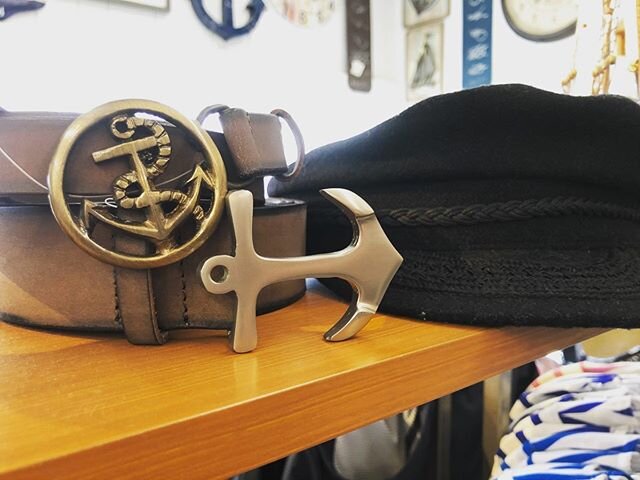 New from Batela leather belts. ✨⚓️⚓️✨Did I mention we ship?! #batela #batela1991 #shoplocal #nauticalstyle #leather #belts #anchors #weship📦 #boothbayharbor #maine #thesmellofleather