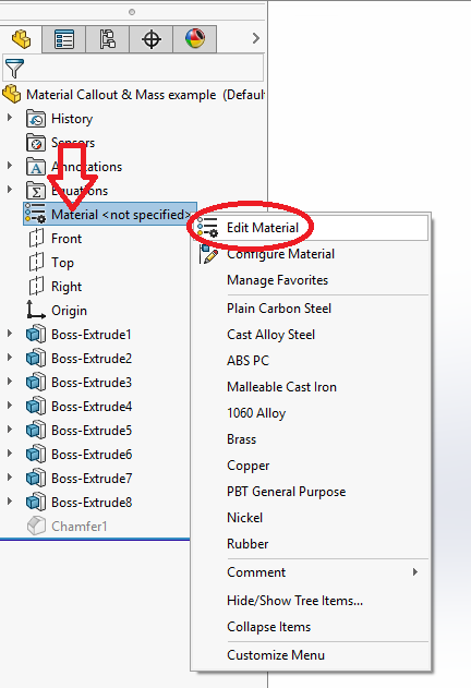SolidWorks: Material Callouts &amp; Mass — Perception Engineering