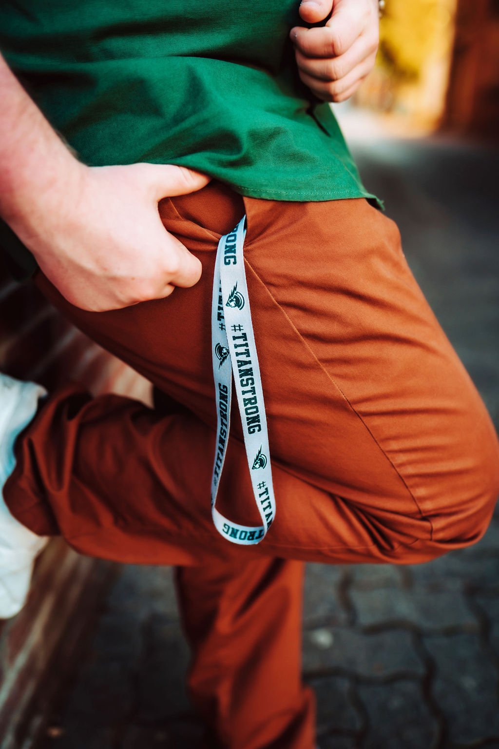 West Salem High School lanyard hanging out of Max's pocket