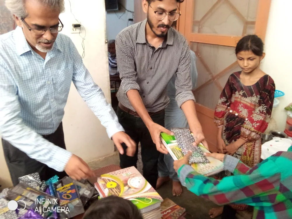 Students and families taking part in the St. John Eudes Home Schooling System in Karachi.