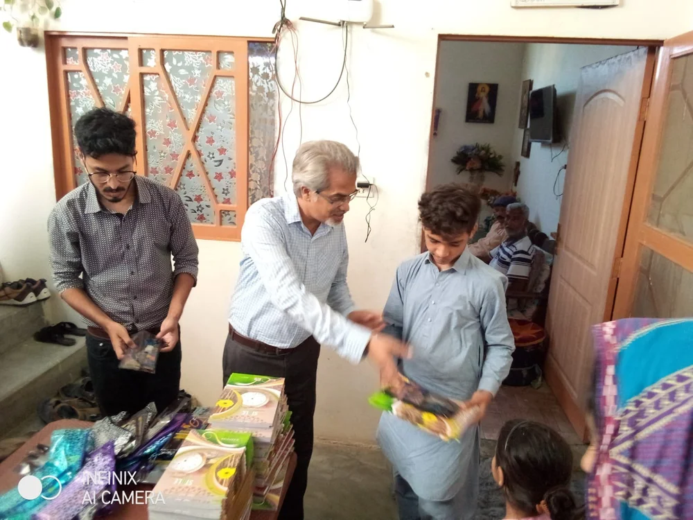 Students and families taking part in the St. John Eudes Home Schooling System in Karachi.