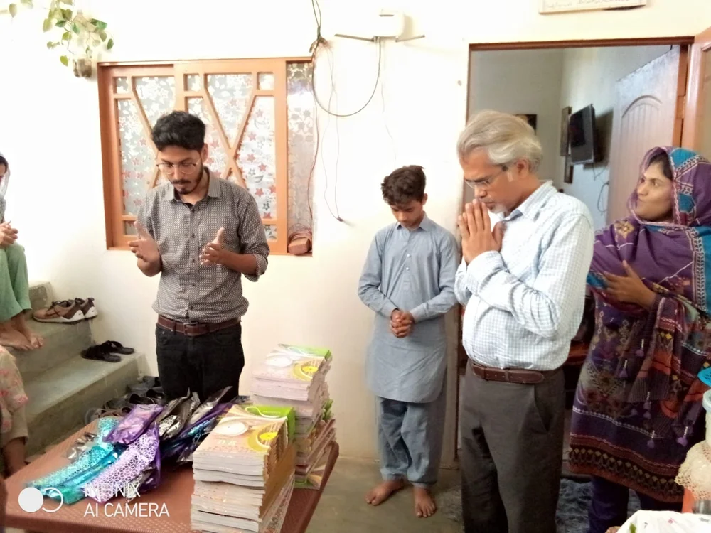 Students and families taking part in the St. John Eudes Home Schooling System in Karachi.