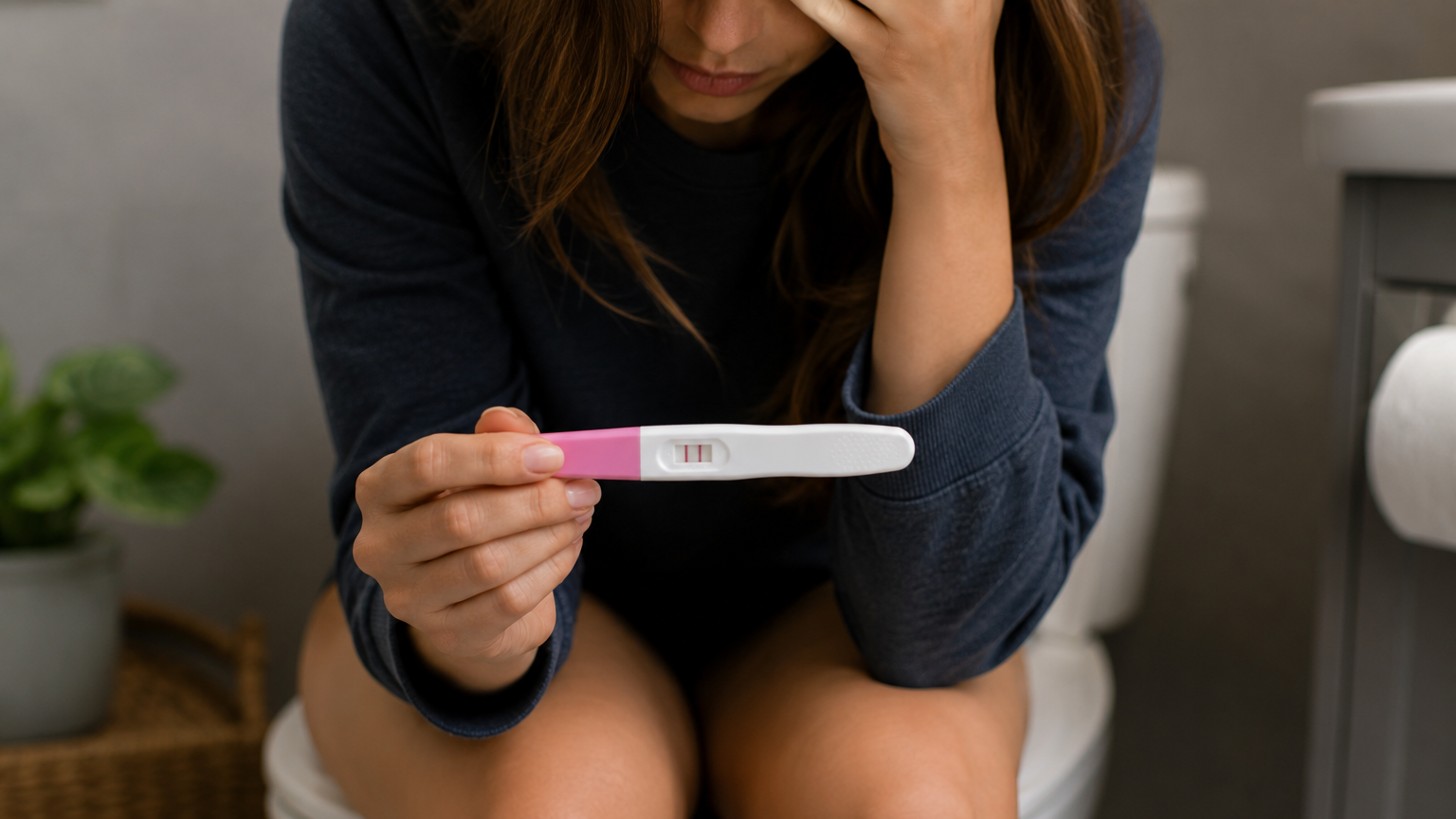 is abortion trauma real, woman is contemplating as she holds a positive pregnancy test