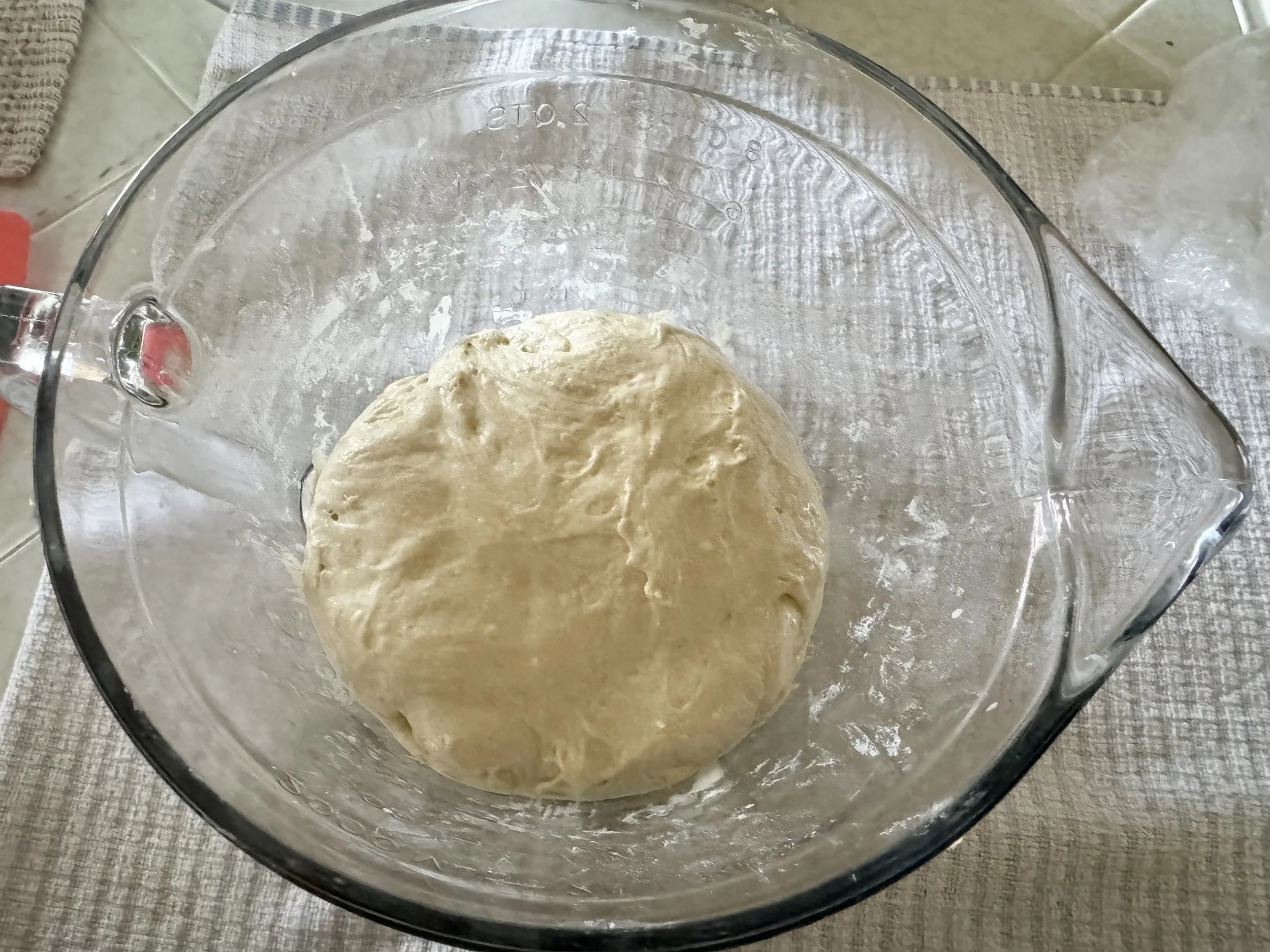 Einkorn sourdough in glass bowl