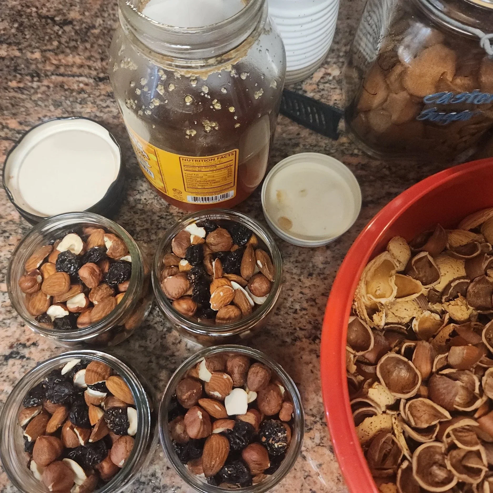 Jars with mixed nuts