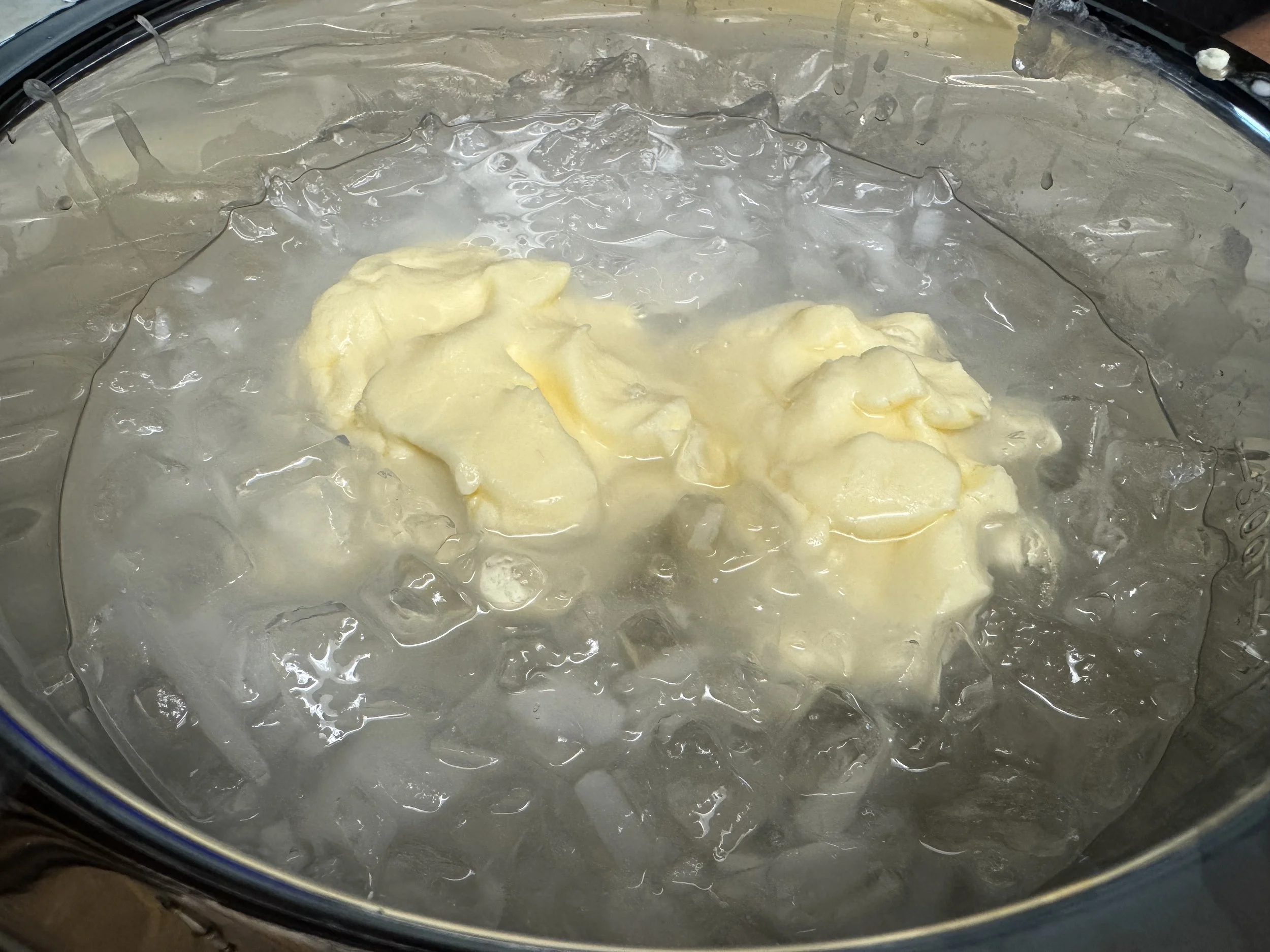 Butter in an ice bath