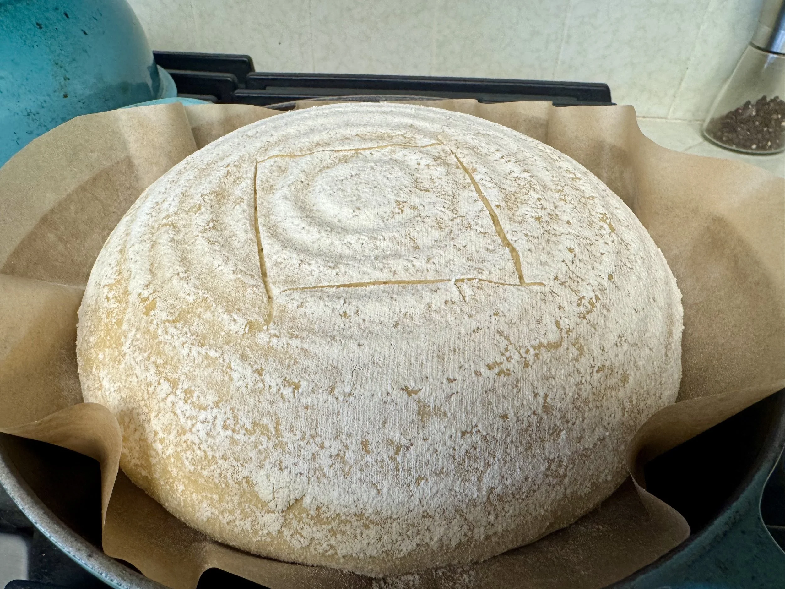 einkorn sourdough scoring