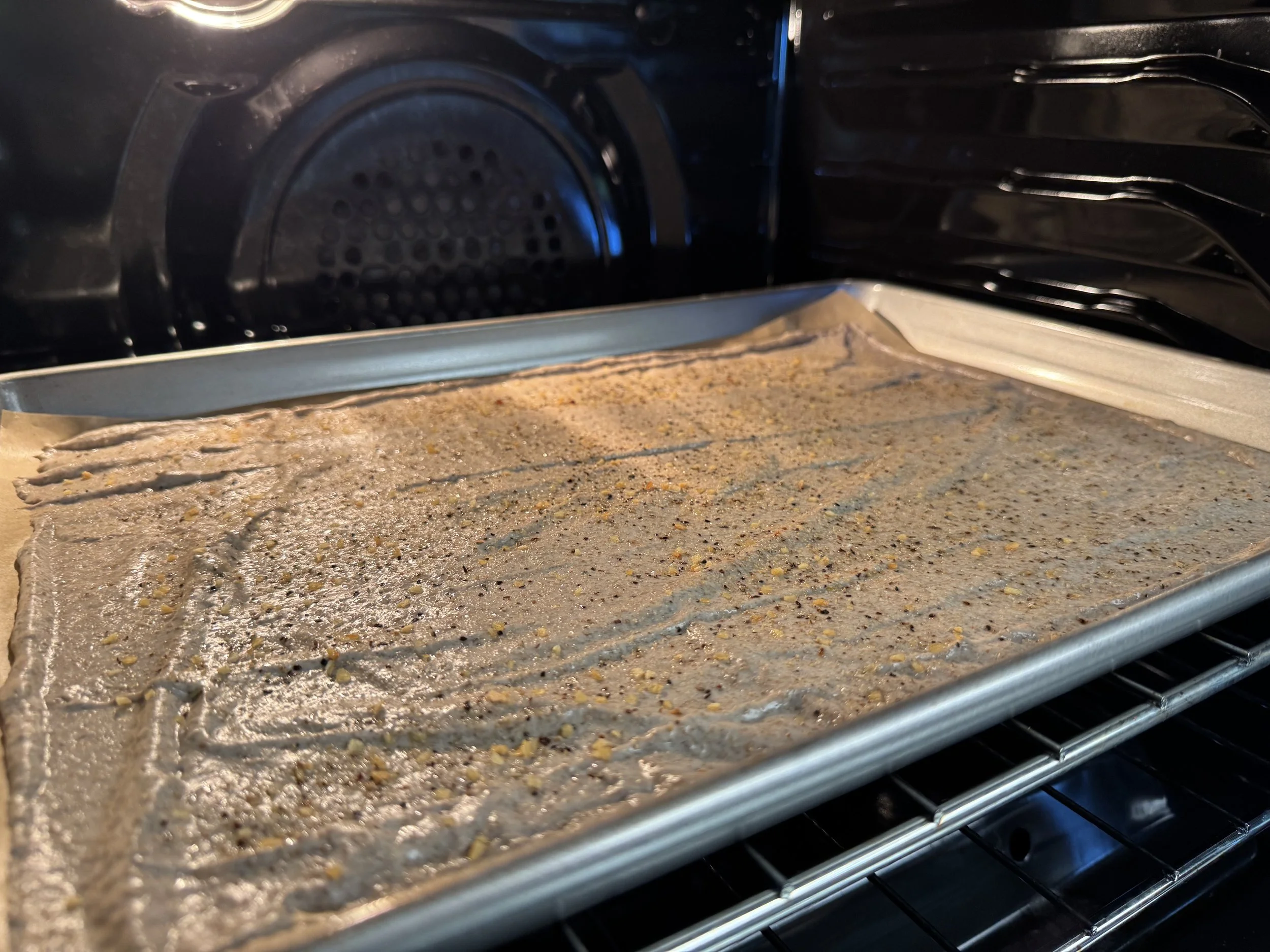 Rye sourdough crackers baking