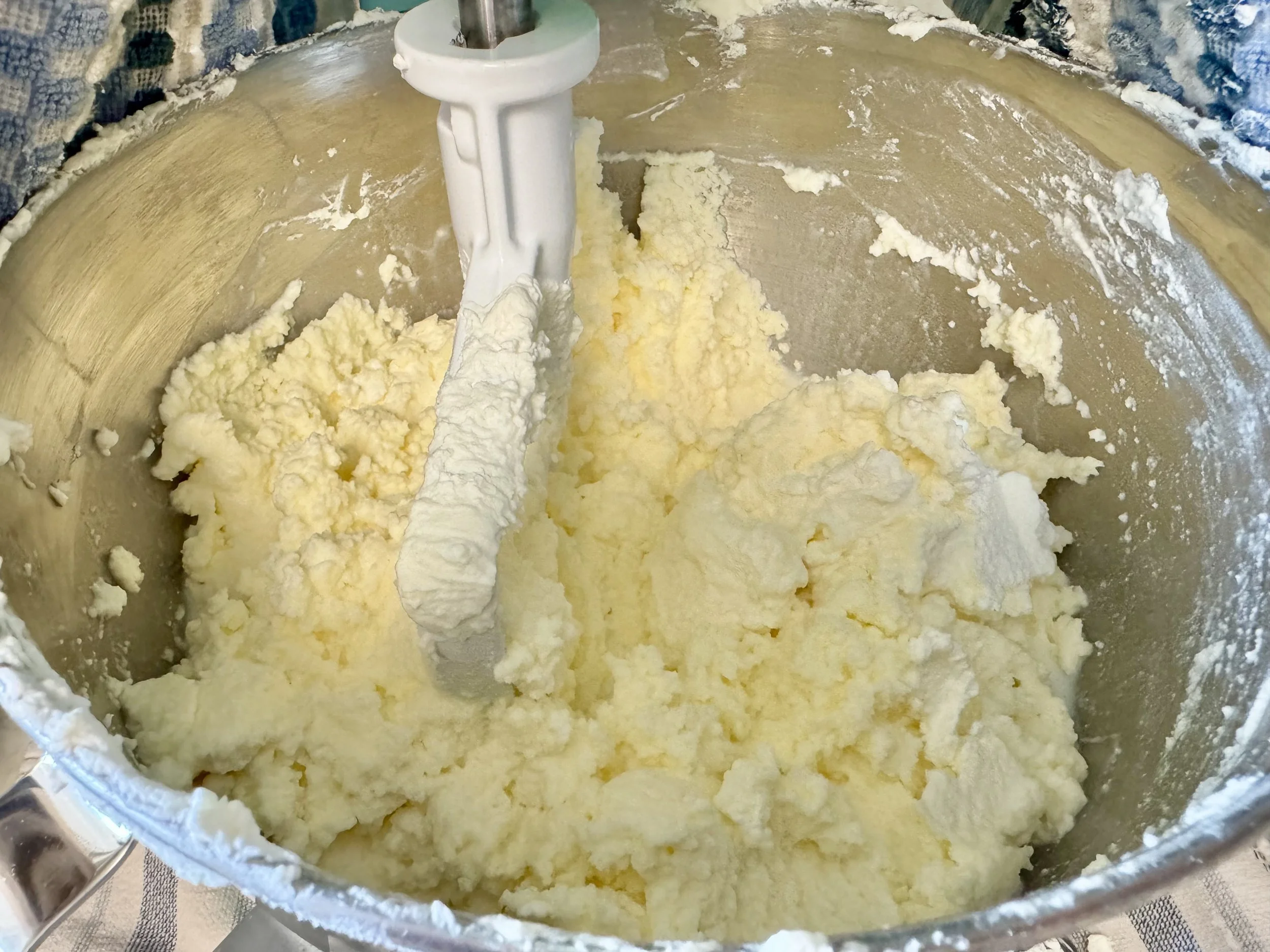 Cream being whipped into butter
