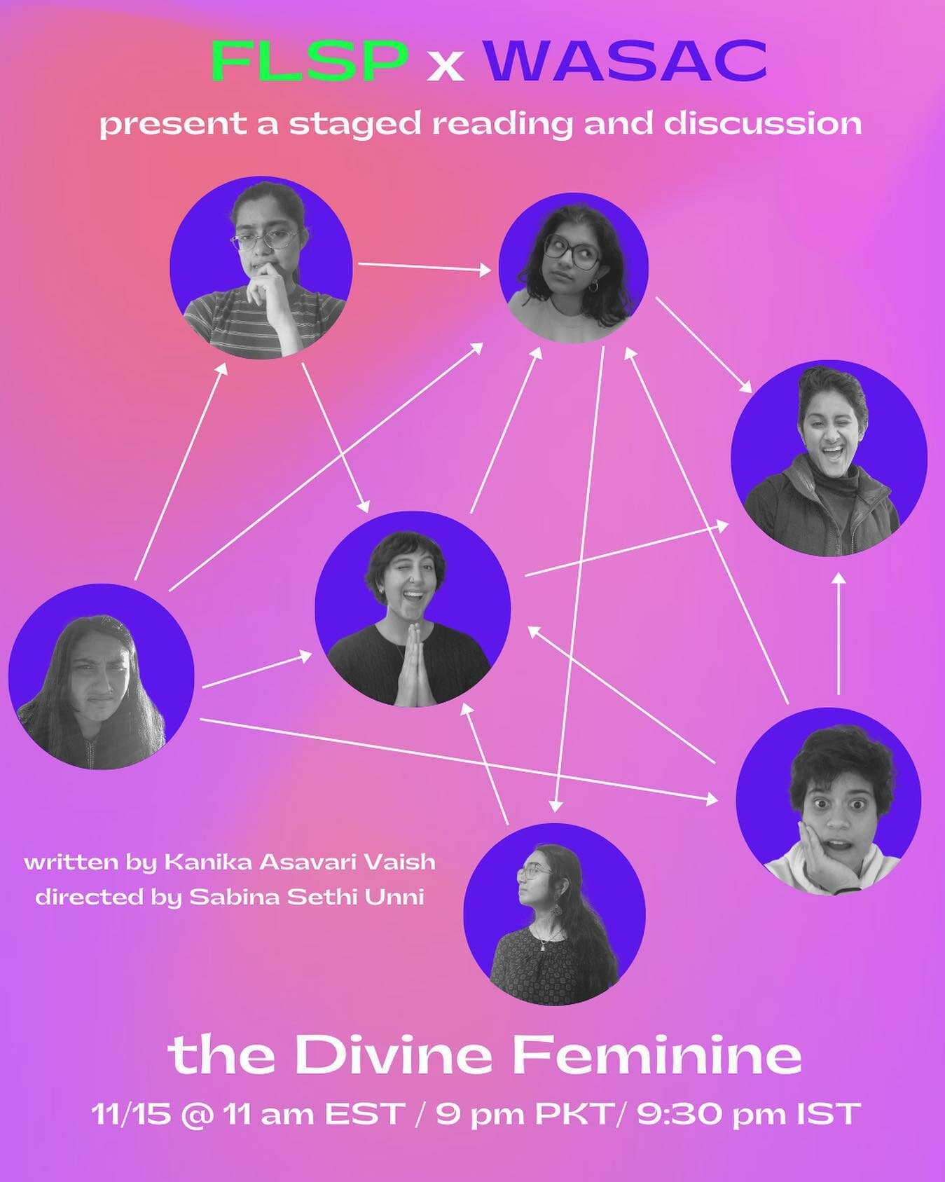 We are excited to announce a new staged reading and discussion, in collaboration @wellesley_wasac: The Divine Feminine, written by Kanika Asavari Vaish, directed by Sabina Sethi Unni, and featuring @wellesleycollege students and alums!

Synopsis: Dev