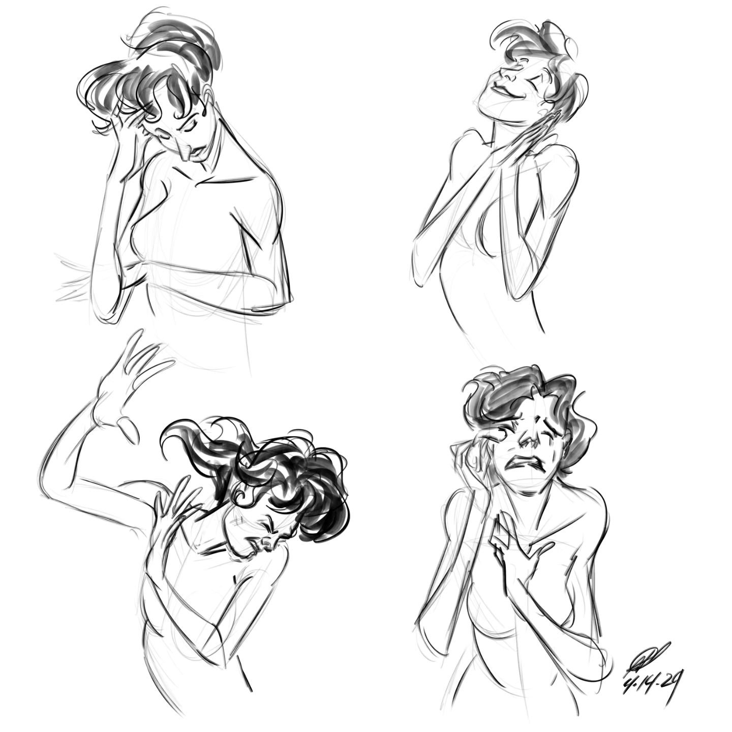 A collection of performance portraits of @ninaexotika posing for @veersdrawings &quot;The Life of Mata Hari&quot; drawing session. Nina put a lot of expression in these, which were a joy to draw as I began to drop more details and get into the story 