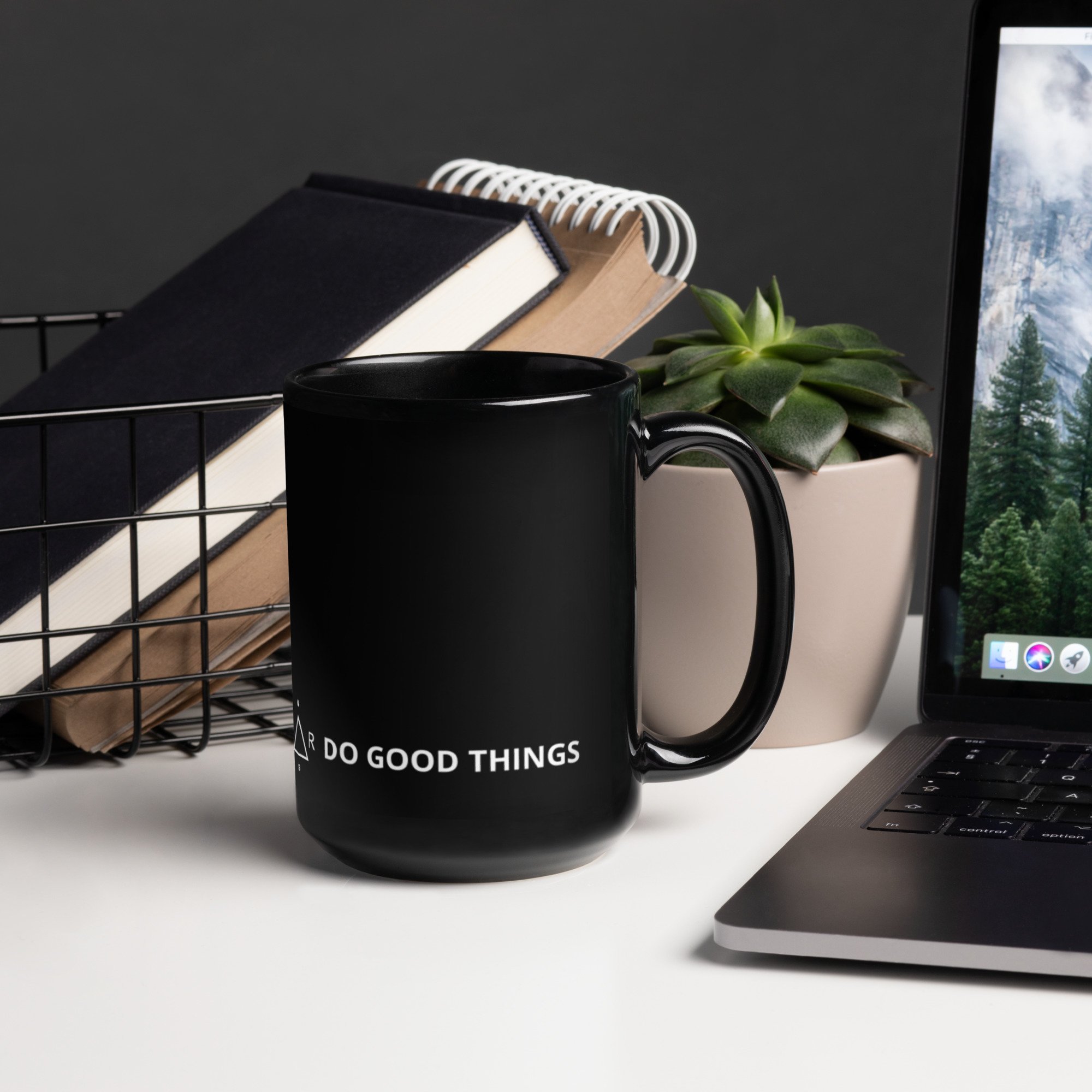 Do Good Things Black Glossy Mug