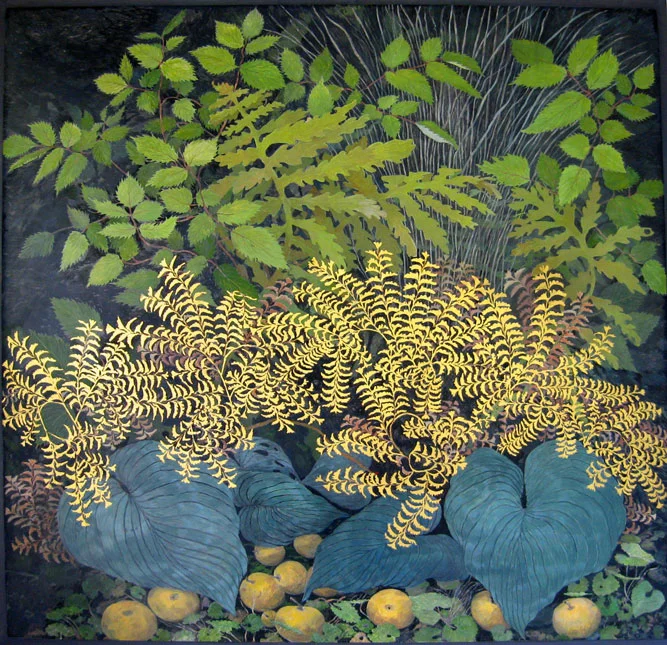 Autumn Splendor Egg Tempera and Gold Leaf, 38.5" x 40"