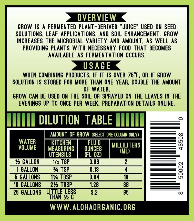 GROW (Fermented Plant Juice)  Aloha Organic