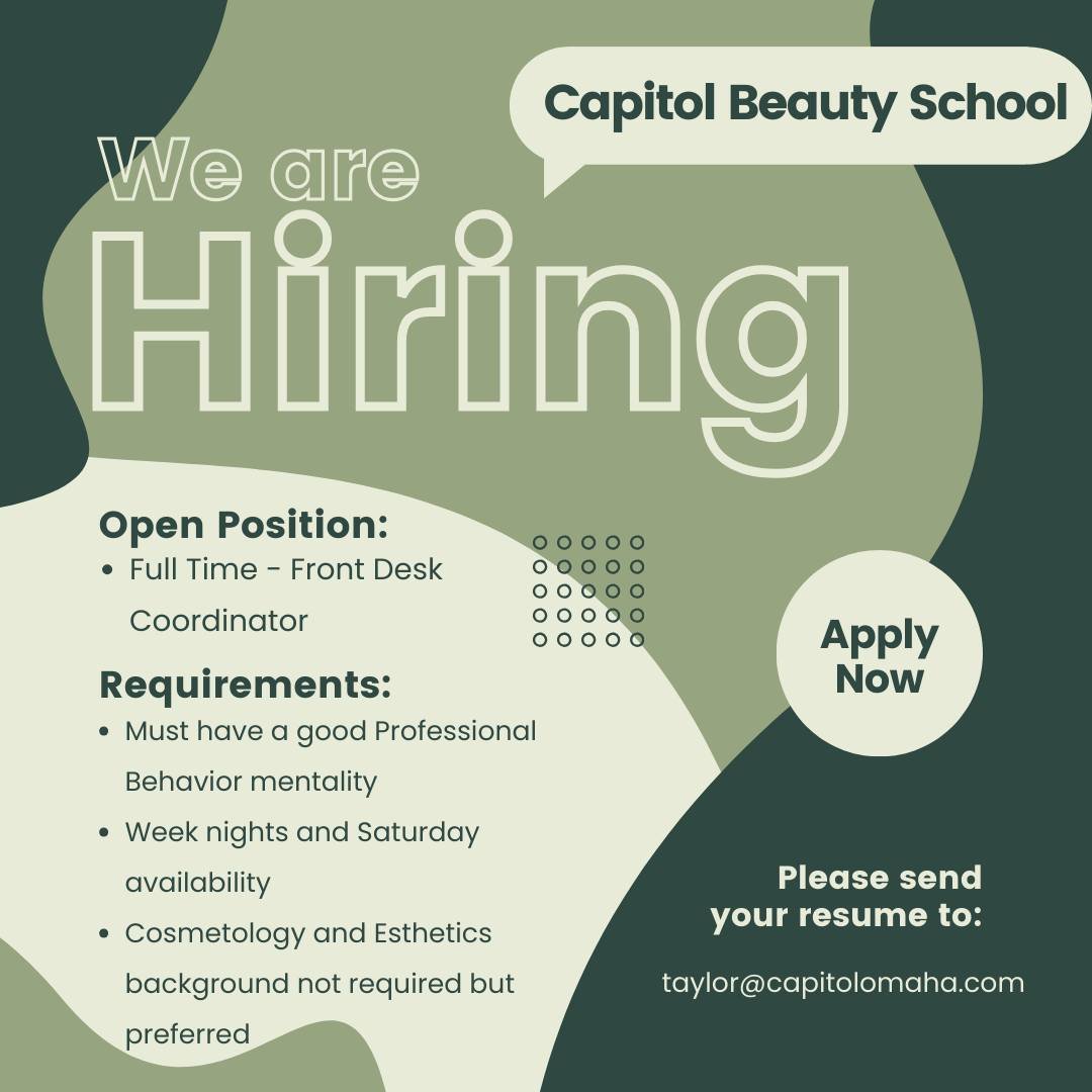 Looking for a career opportunity in the beauty industry?!
.
.
We are looking for fun, motivated individuals to join our front desk team!
Preferences:
Full time positions available
Cosmetology and Esthetics background not required but preferred
Week n