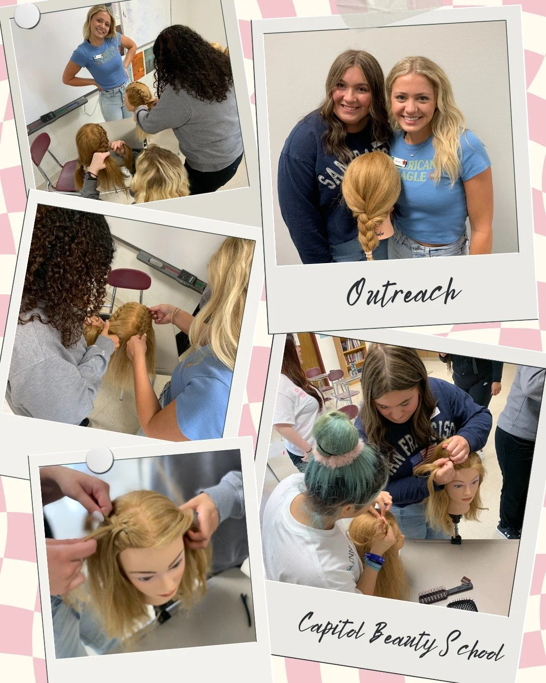 Last week Saylor and Kaylee helped admissions with community outreach, teaching high school students about Capitol, the beauty industry and offering hands-on training!
.
.
.
#communityoutreach 
#loveisinthehair 
#loveisintheskin 
#cosmetologystudents