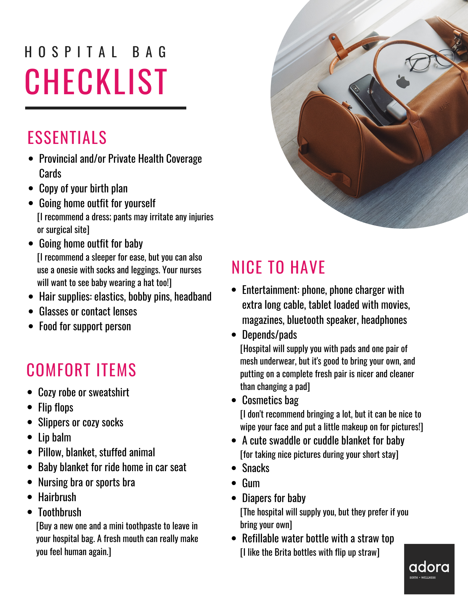 A Hospital Bag Checklist: Things to Pack