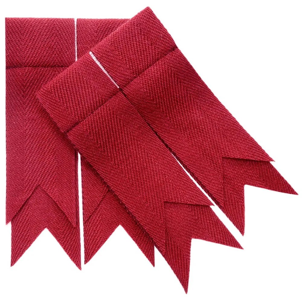 Red Scottish Kilt Hose Flashes - Plain Acralic, Free Size, For Men's Kilts