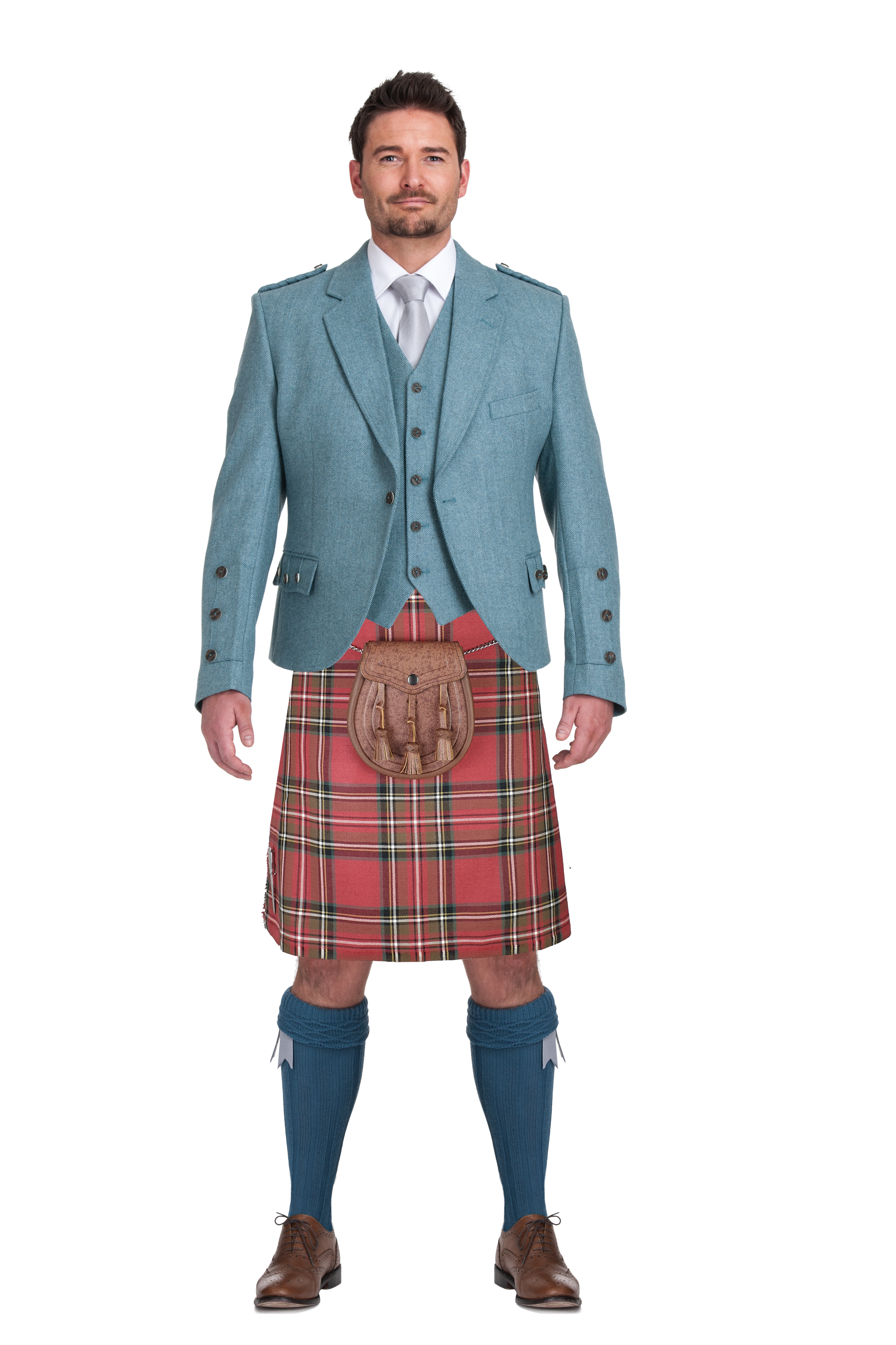 Weathered Royal Stewart with Lovat Blue Jacket