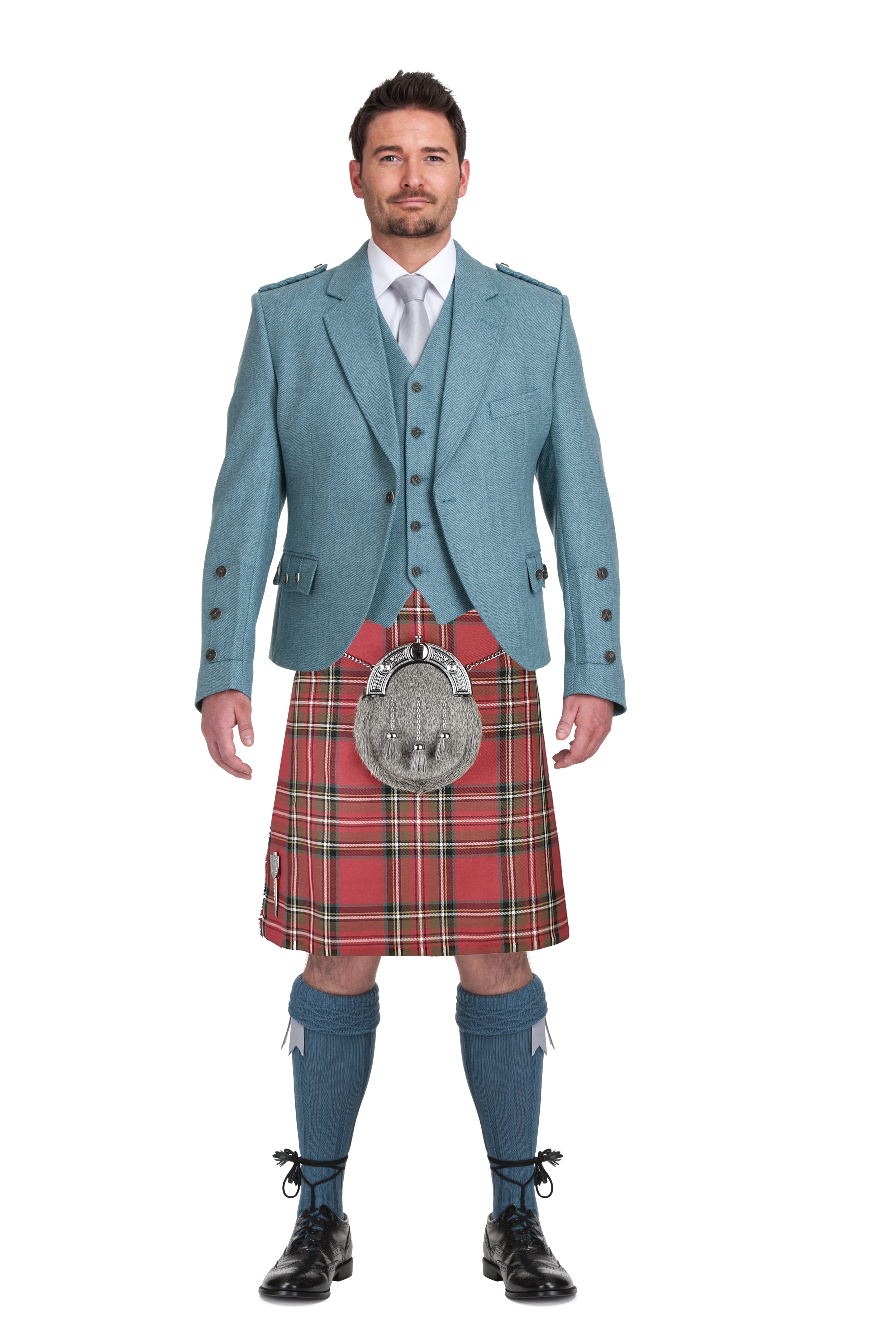 Royal stewart with Lovat Blue Jacket