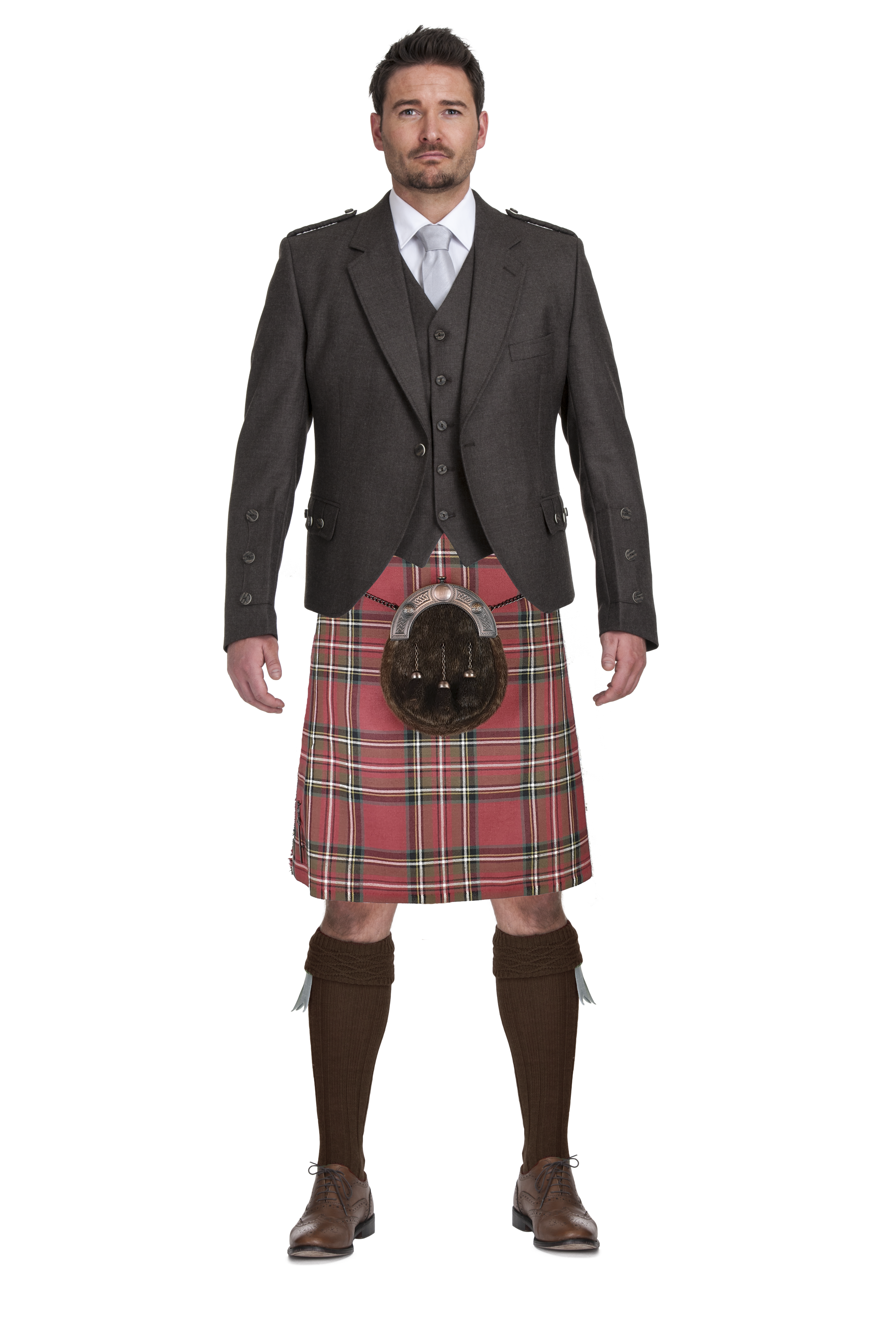 Weathered Royal Stewart Kilt Peat Brown Jacket