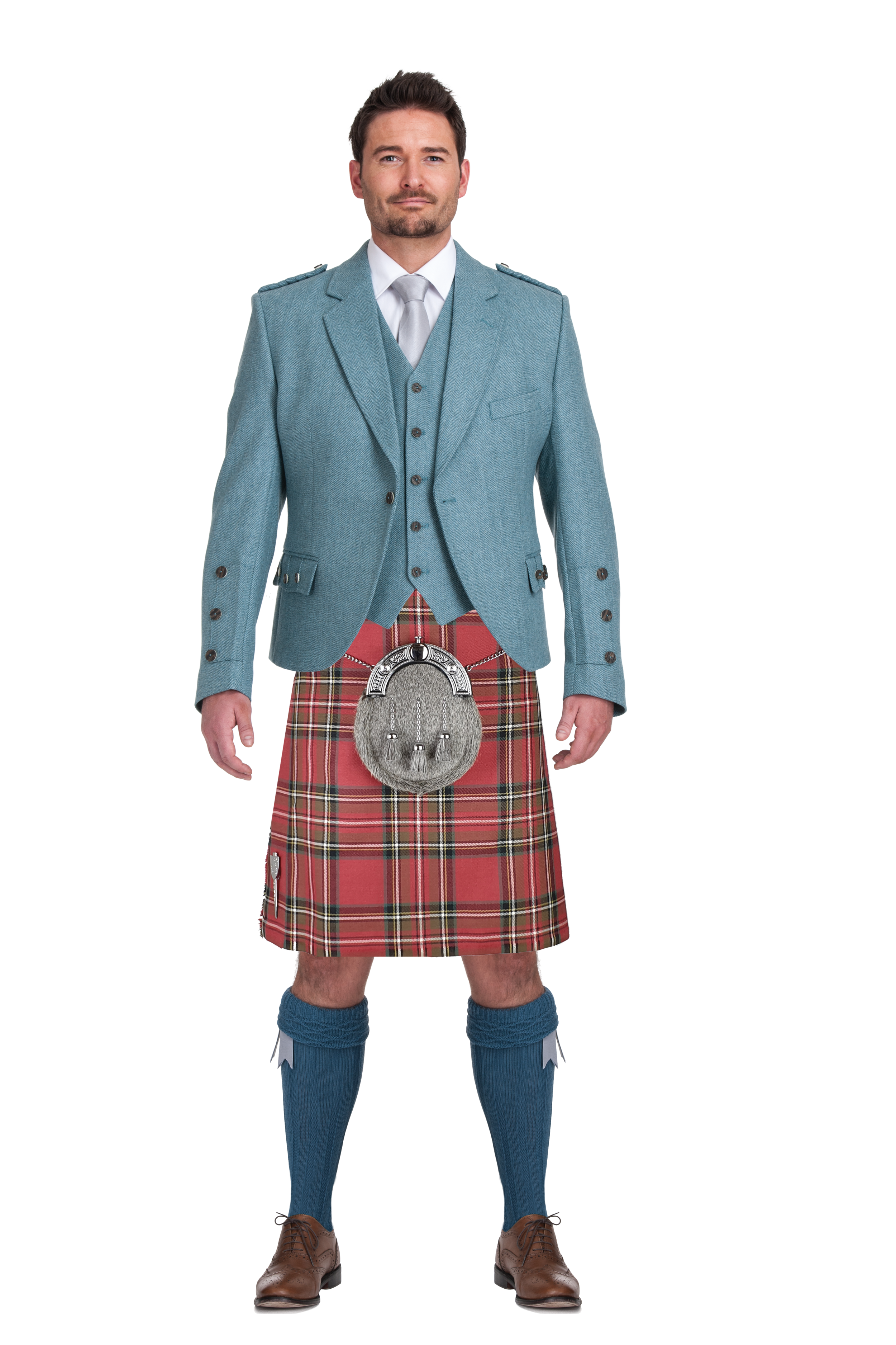 Weathered Royal Stewart with Lovat Blue Jacket