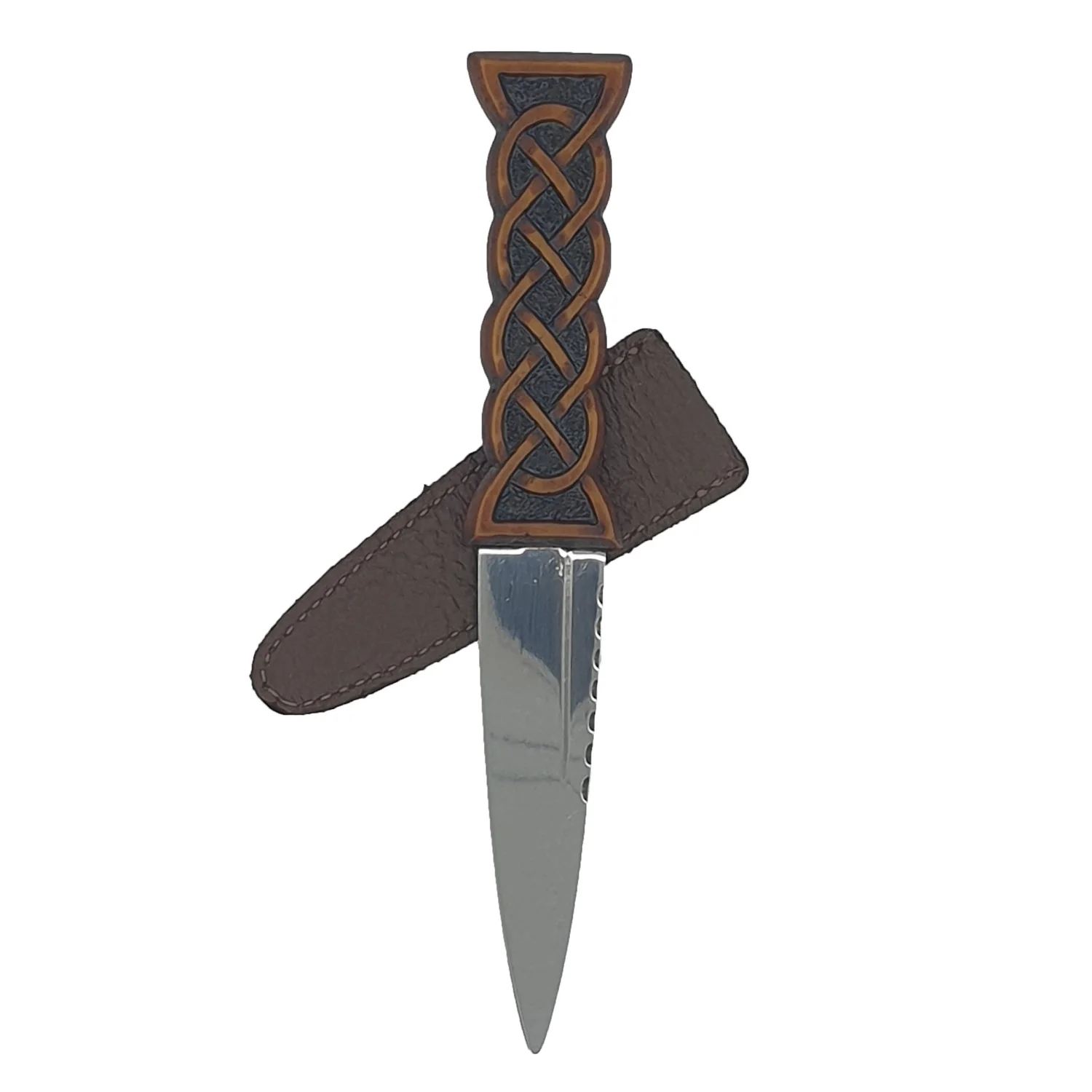 Sgian Dubhs: Wood Effect Celtic Weave Sgian Dubh from Slanj Kilts