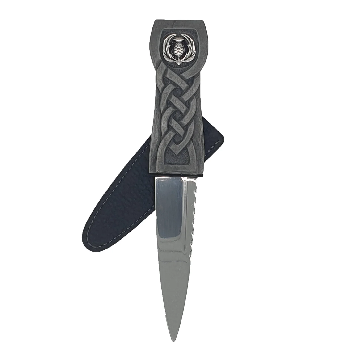 Sgian Dubhs: Silver Wood Effect Thistle Sgian Dubh from Slanj Kilts