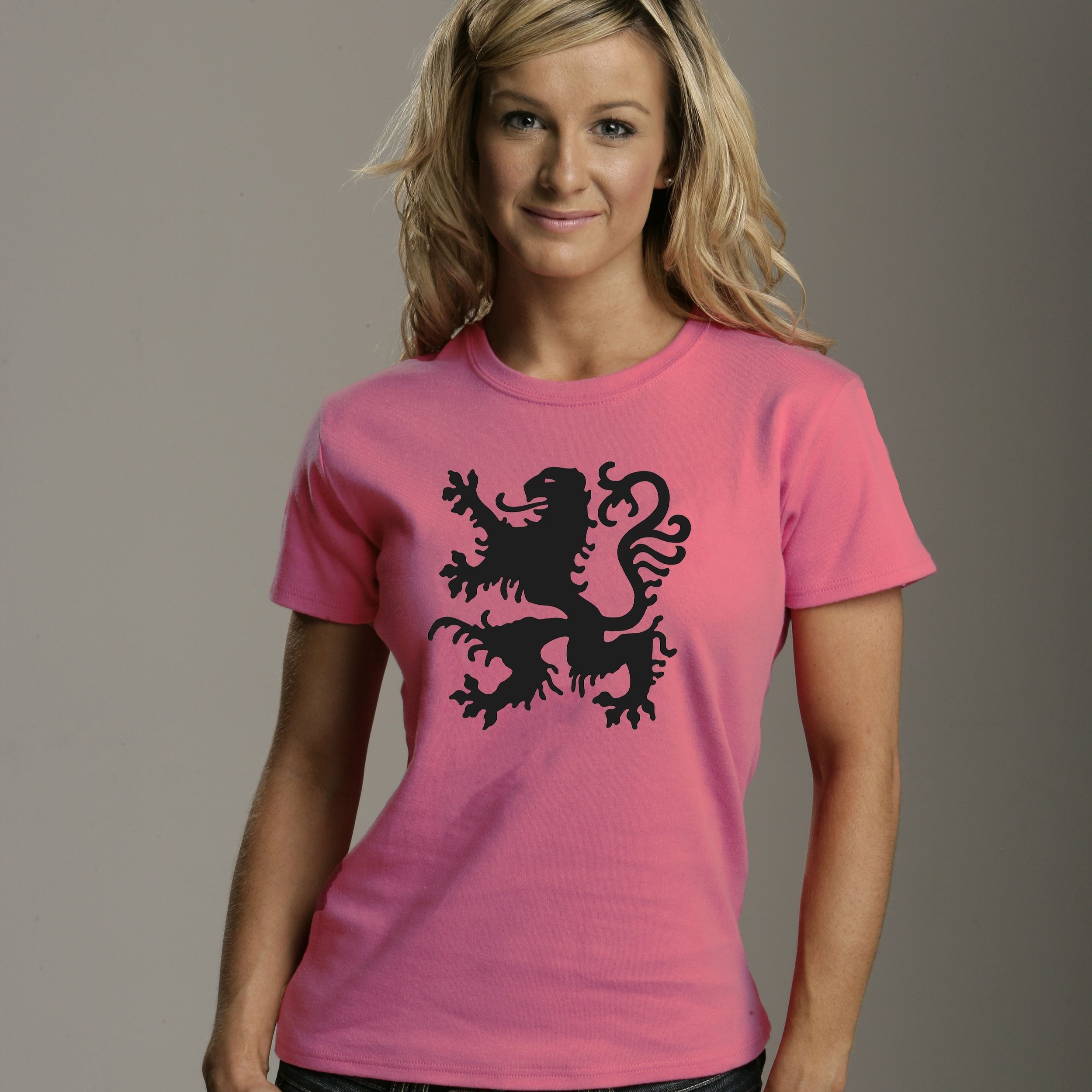 Ladies Pink with Black Lion T-Shirt