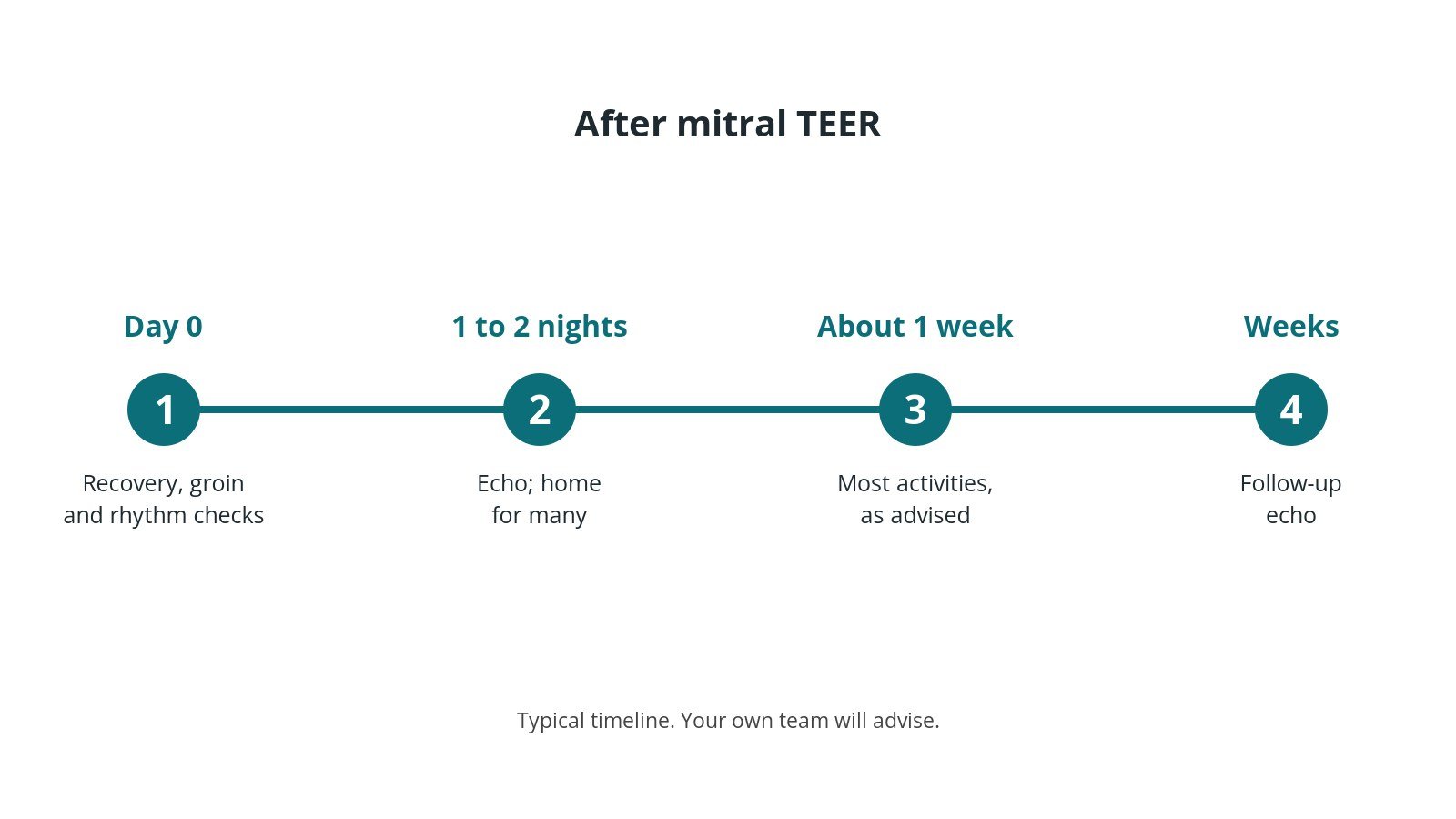 Timeline of recovery after mitral TEER