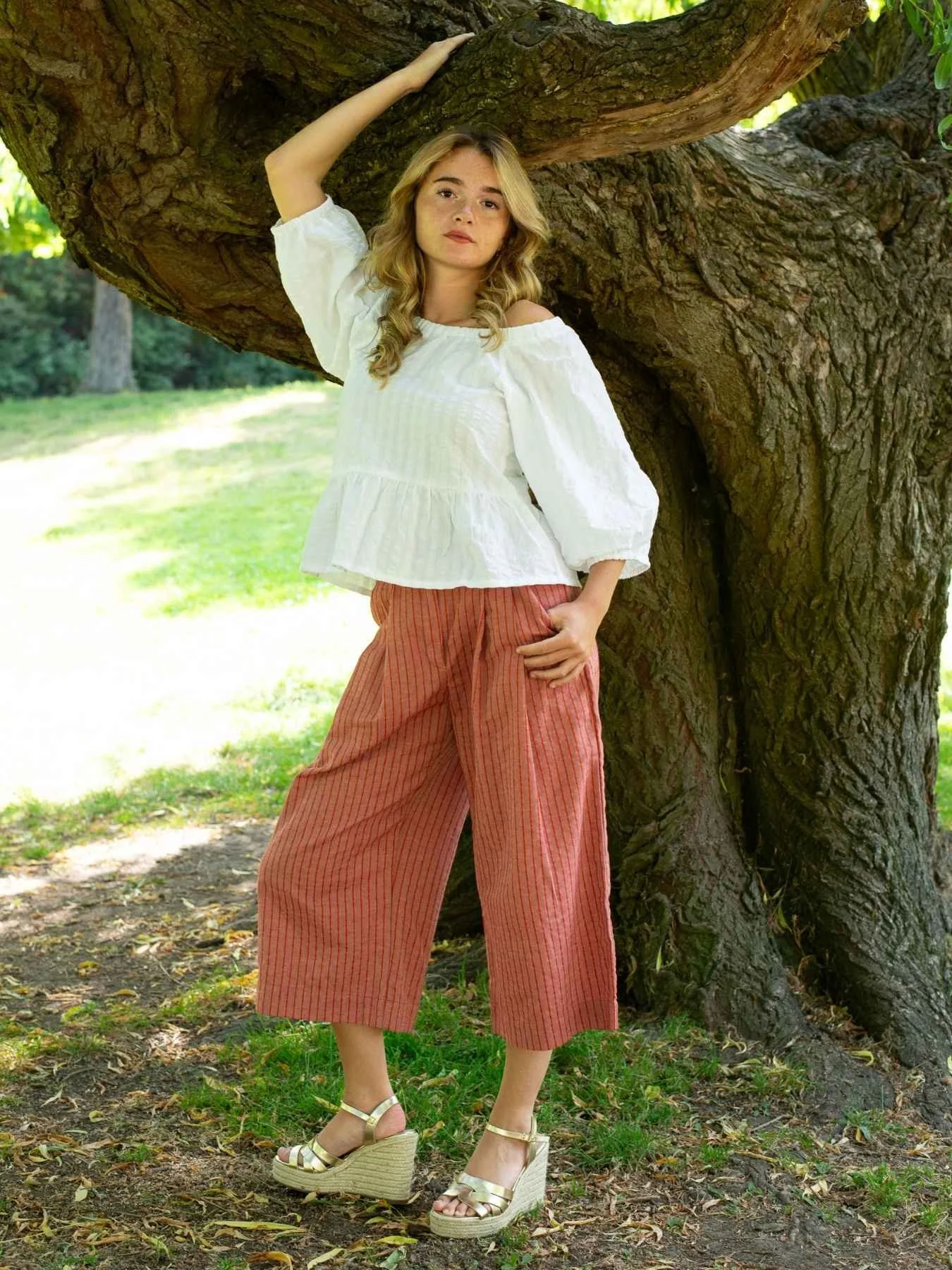 Fairtrade-womens-orange-stripe-crop-trousers.jpg