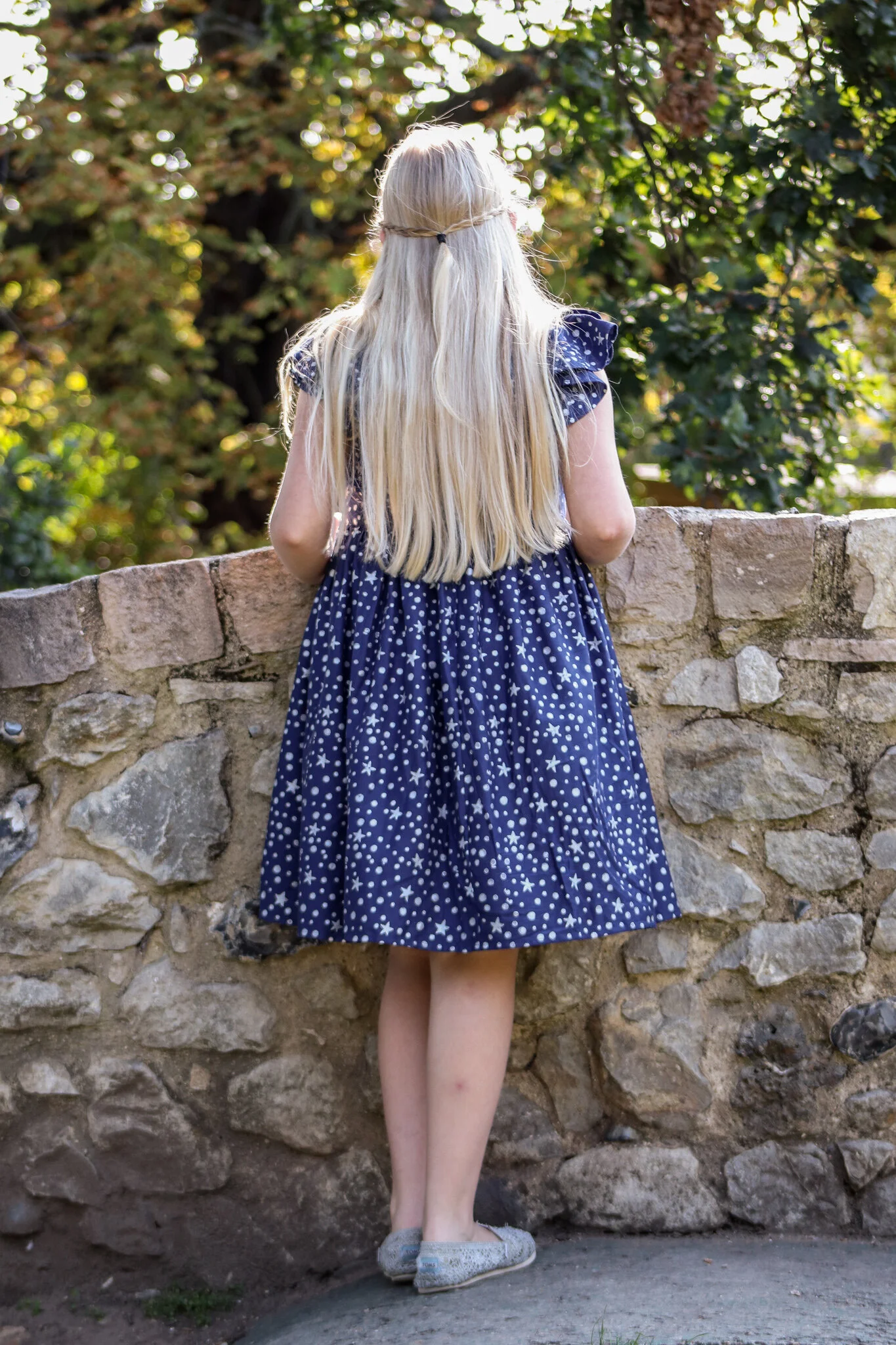 Ethical Organic Cotton Indigo Star girls prom dress