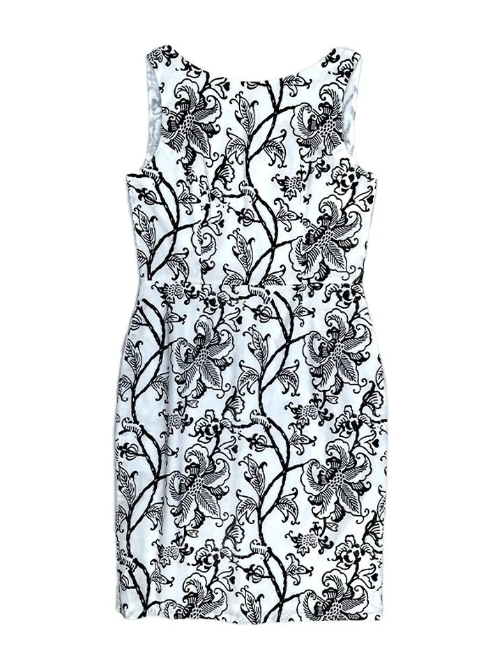 Fair Trade Ethical Clothing | Black and white hand printed organic cotton shift dress