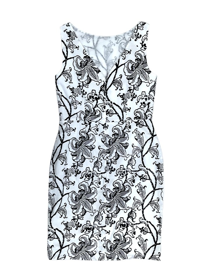 Fair Trade Ethical Clothing | Black and white shift dress back view