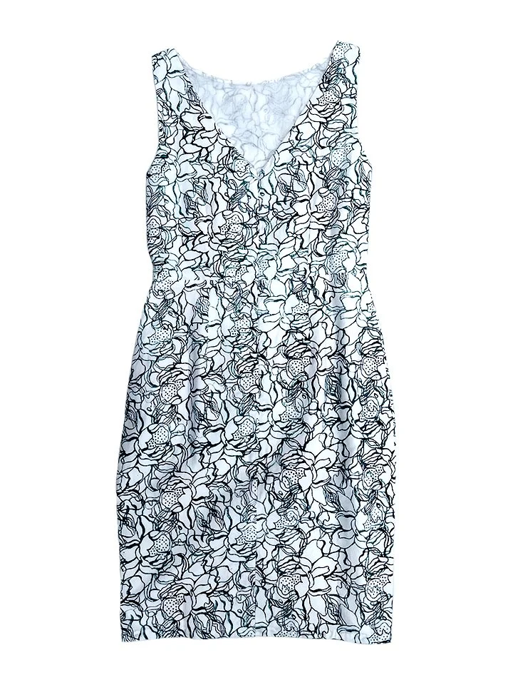 Fair Trade Ethical Clothing | Blue and green floral shift dress back view