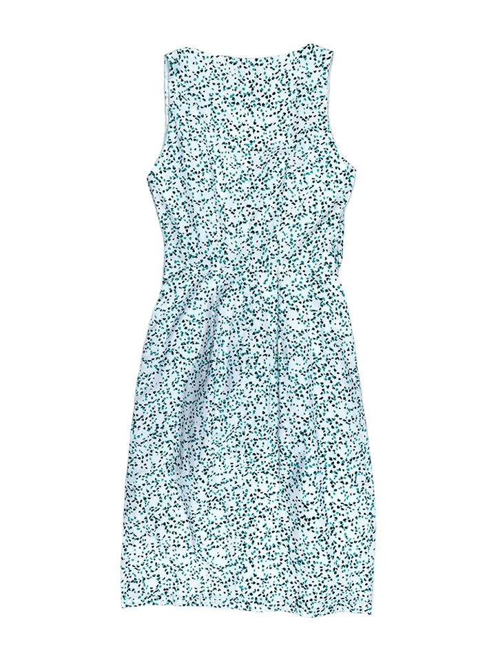 Fair Trade clothing UK | Blue and green dot wrap dress back view