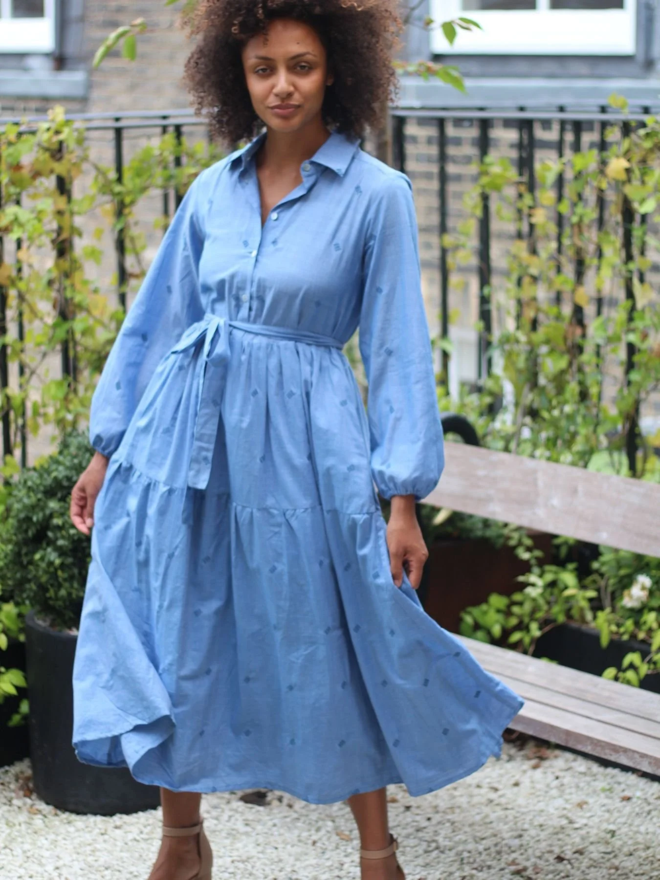 shirt dresses Brown Abstract Print Belted Maxi Shirt Dress - All Dresses