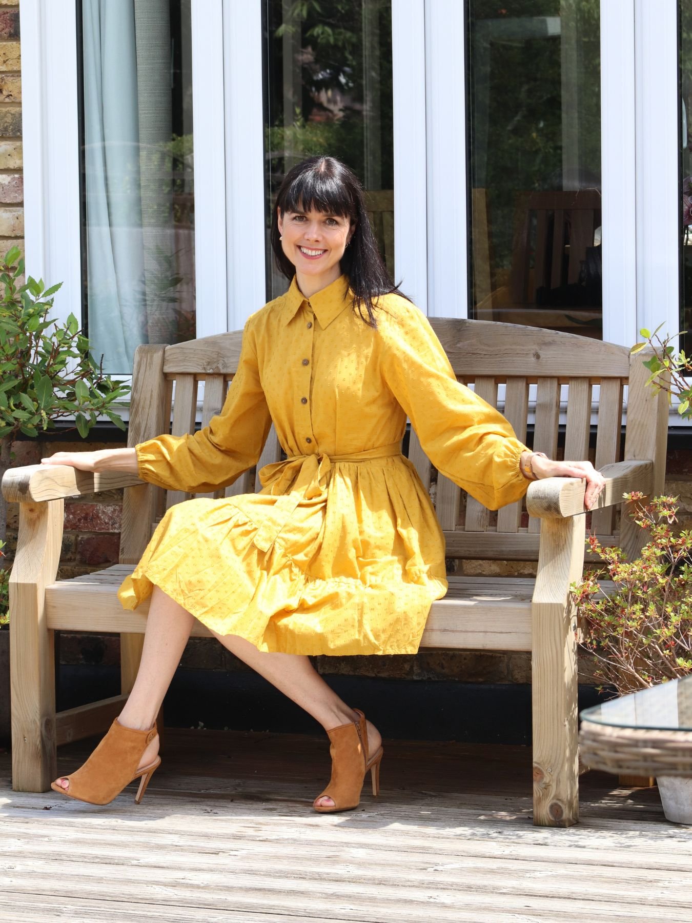 mustard shirt dress Vestido Georgina Maxi Shirt - Mostaza