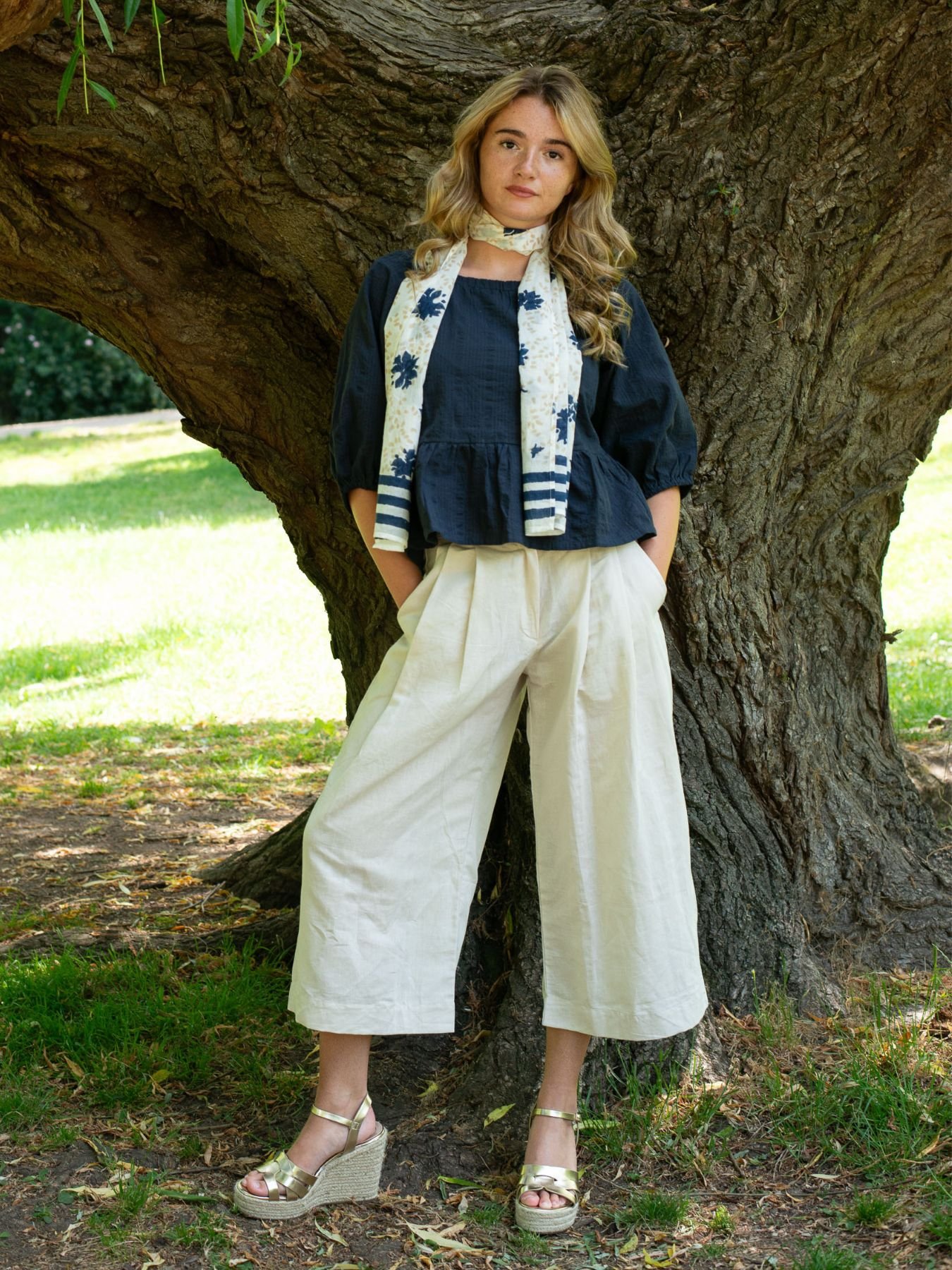 sustainable-womens-navy-top-and-cream-culottes.jpg