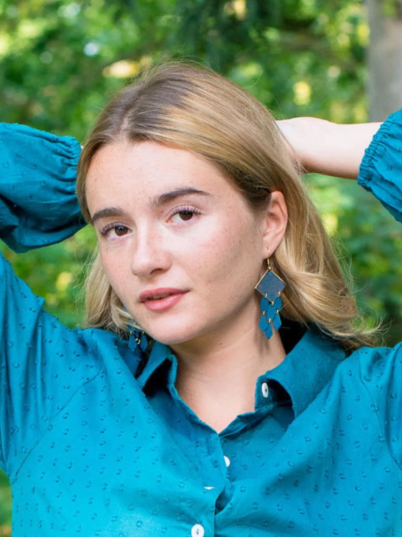 Teal Brass Earrings