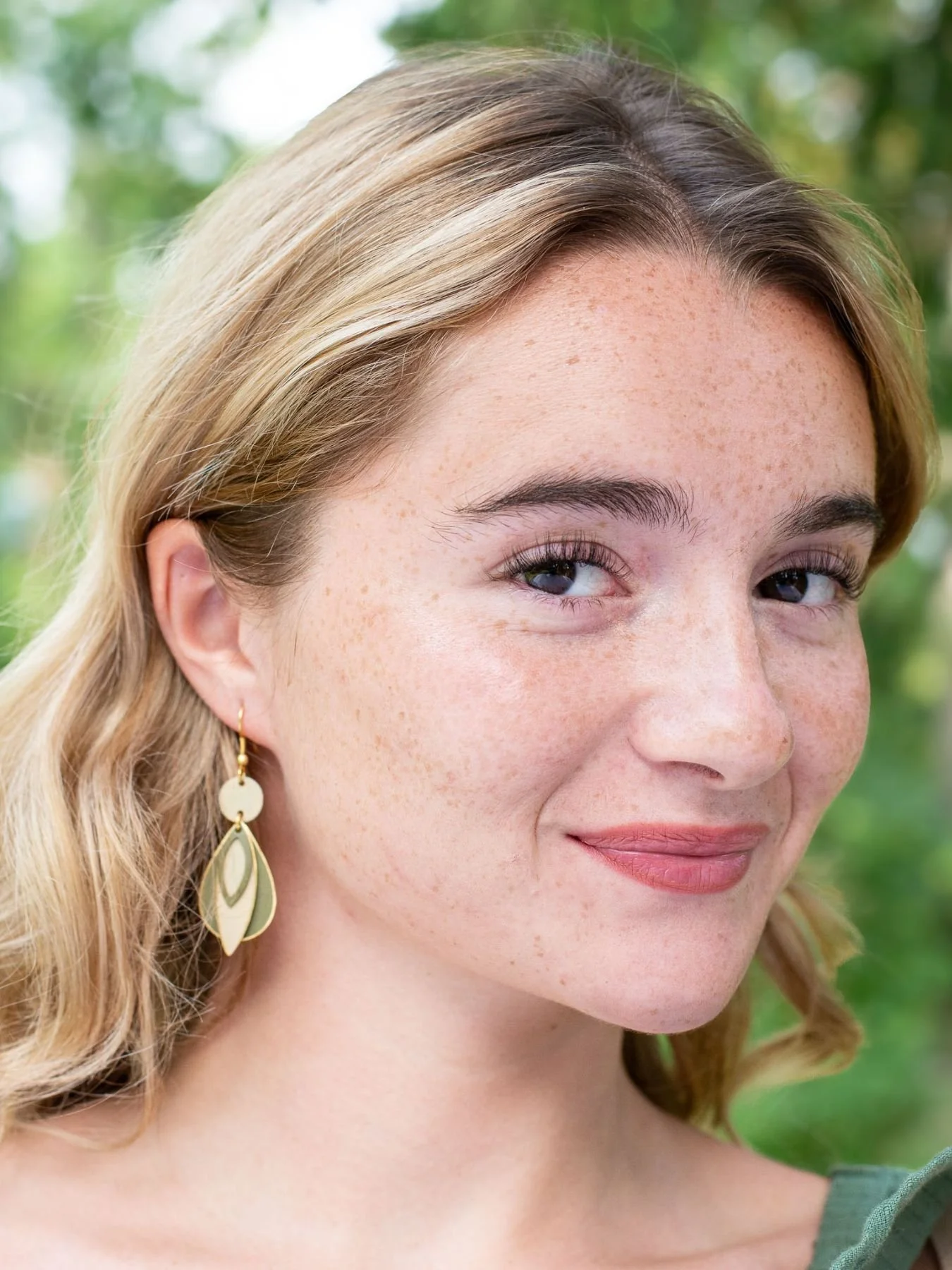 Olive Brass Earrings