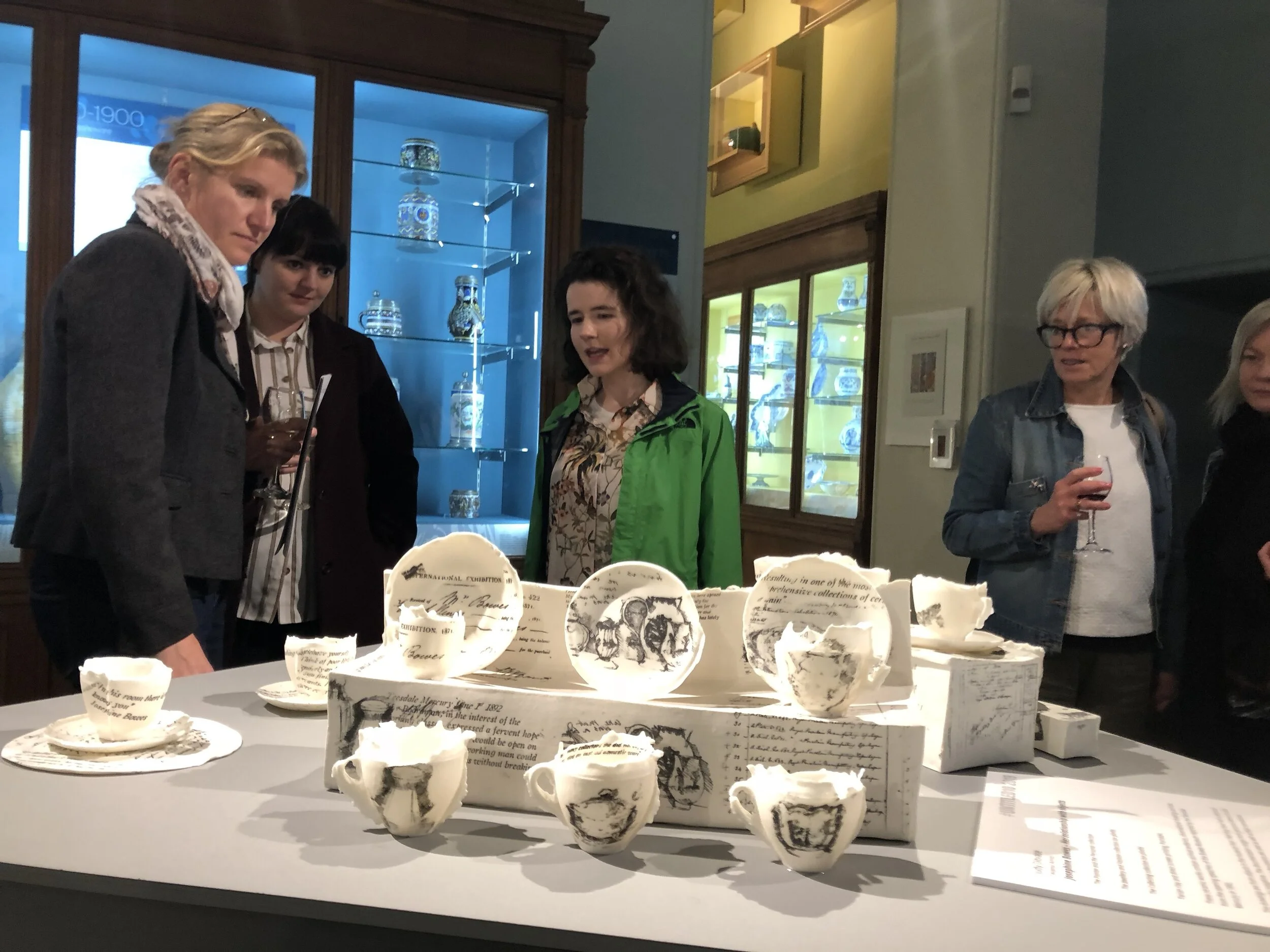 Visitors admiring work by Judy Dibiase, Ceramic Artist - “I think objects tell us so much about somebody. I've been very interested in Joséphine Bowes and her collecting, and her relationship with objects. There's very little information about her r…