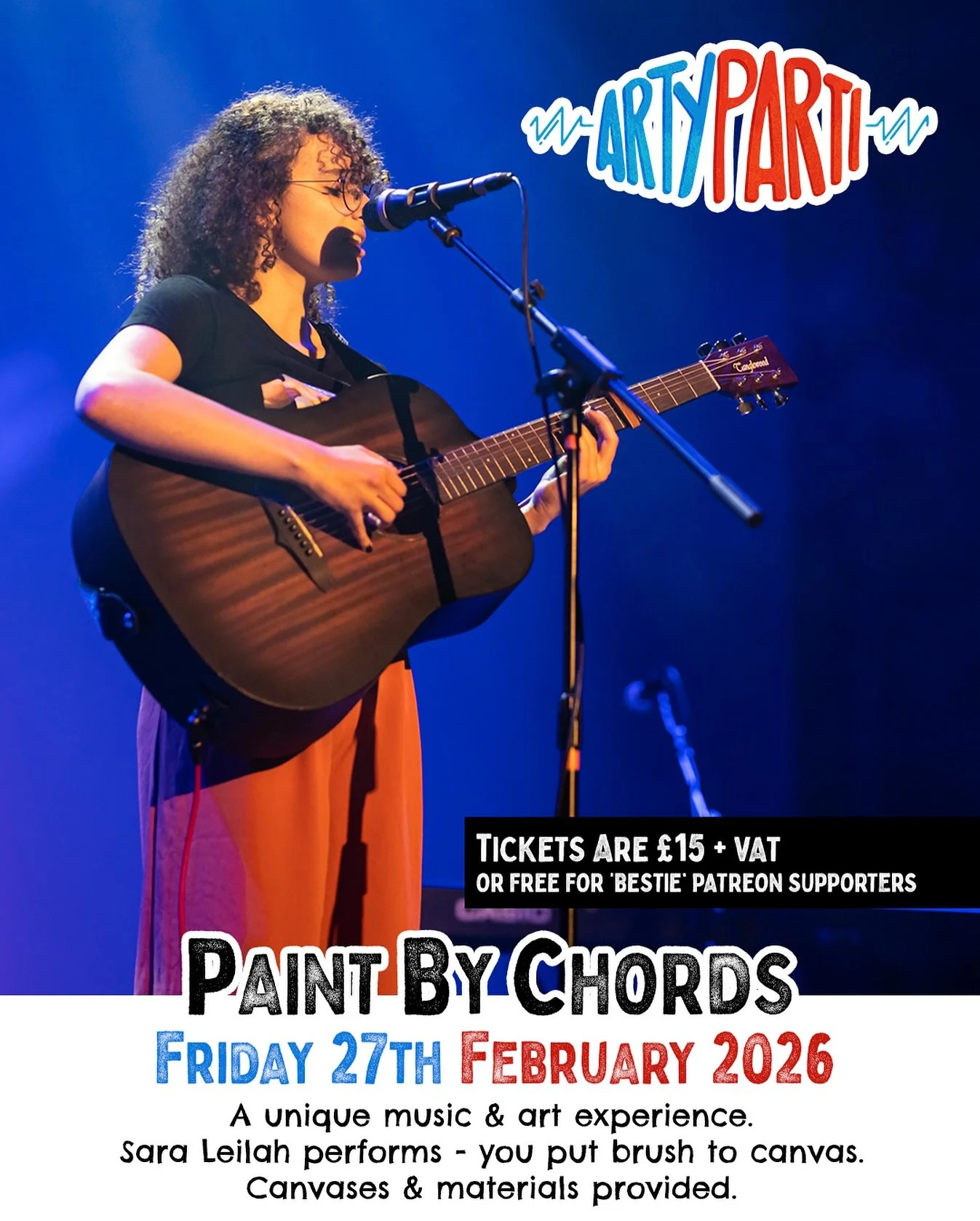 New for 2026, Paint by Chords invites you to a unique music &amp; art experience - a live #podcast recording where you are invited to a live #music performance, whilst putting #paintbrush to #canvas.
Materials &amp; canvases are provided 🎨🎉🎙️

Com