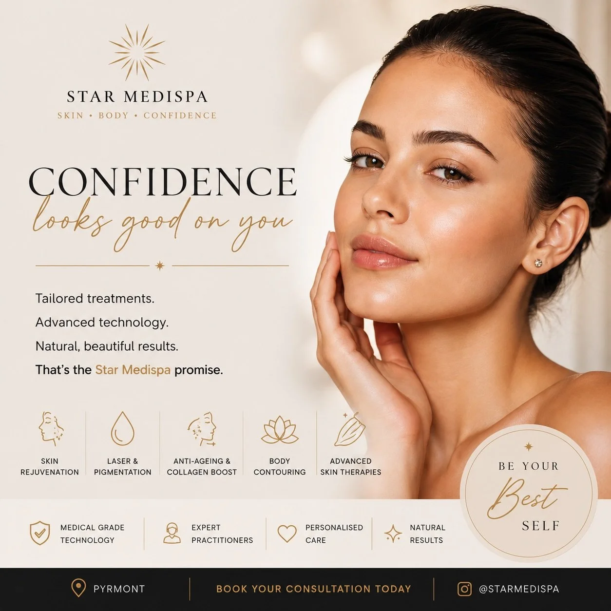 Confidence looks good on you ⭐️ 

At Star Medispa, we believe the best results are the ones that still look like you, refreshed, radiant and confident.

Using advanced technology and personalised treatment plans, we help address concerns such as pigm
