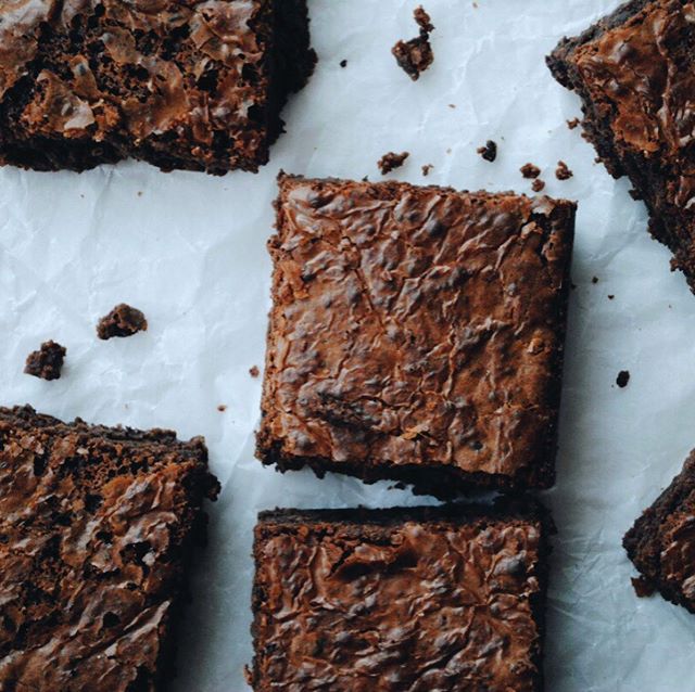 Extremely fudgy brownies studded with choc chips. Perfect crisp crackly top, super fudgy centre, gooey in all the right places. 
Our brownie recipe guarantees that you will never go back to the boxed brownie mix - we promise. Just DM for recipe. 
Now