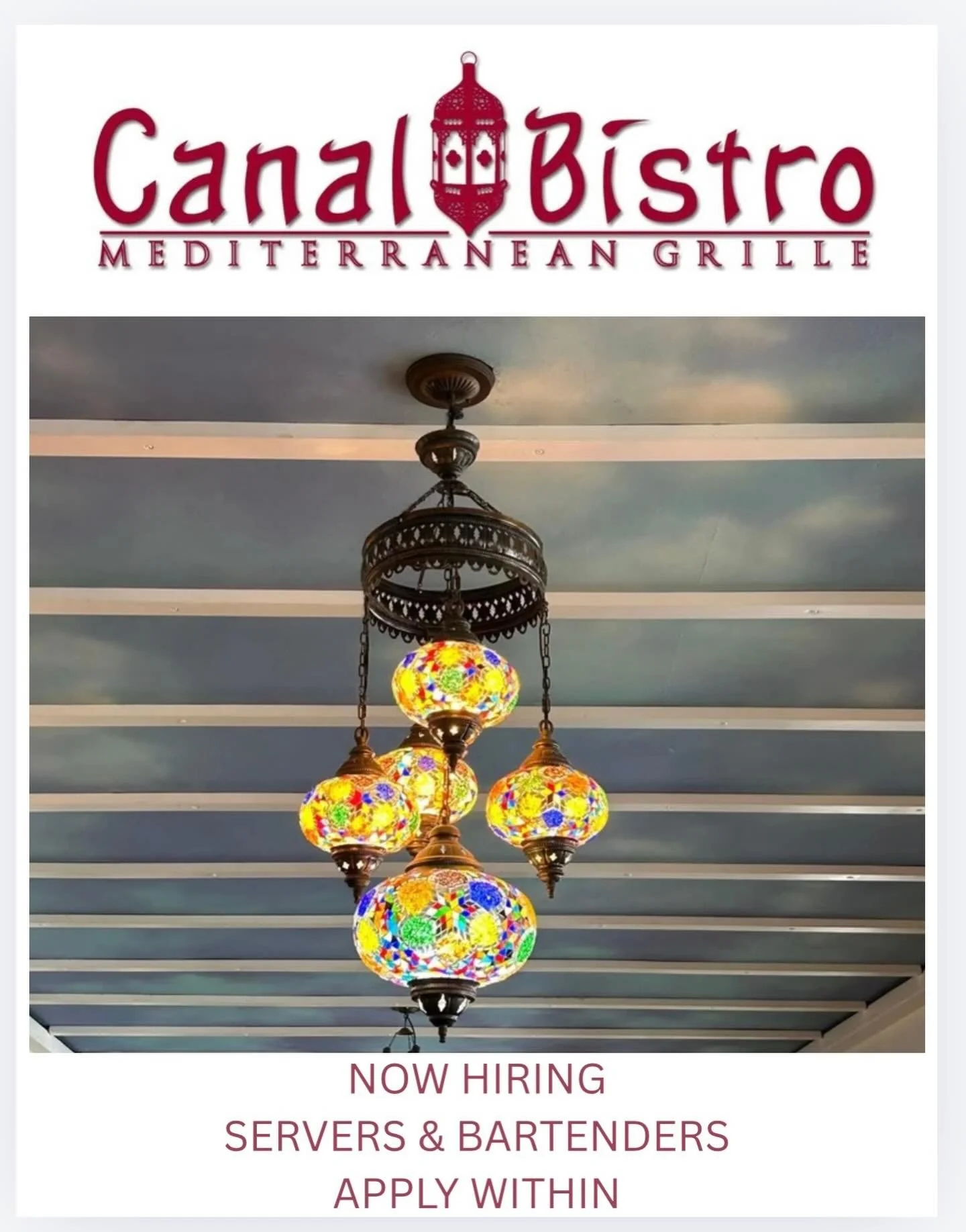 Now hiring at Canal Bistro in Broad Ripple! We are currently hiring servers and bartenders. Apply in person at 6349 Guilford Ave, Indianapolis, IN 46220. 

Ideal candidates are friendly, reliable, and passionate about great guest service. Weekend ava