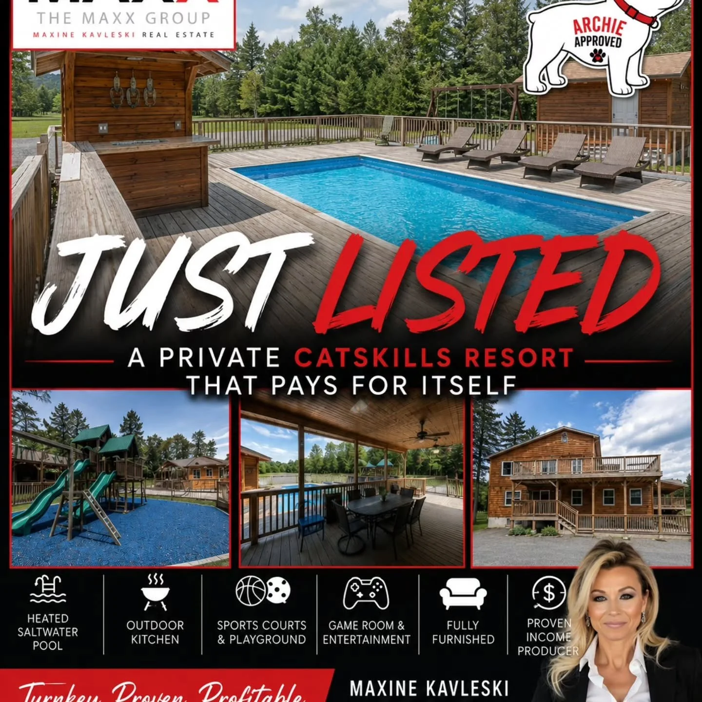 🏡✨ JUST LISTED ✨🏡 

My first ARCHIE APPROVED LISTING!!!!! Pretty nice one if you ask me. 🔥😍
Why book a resort when you can OWN a home that features all the amenities of one?

Welcome to your own private Catskills retreat where every day feels lik