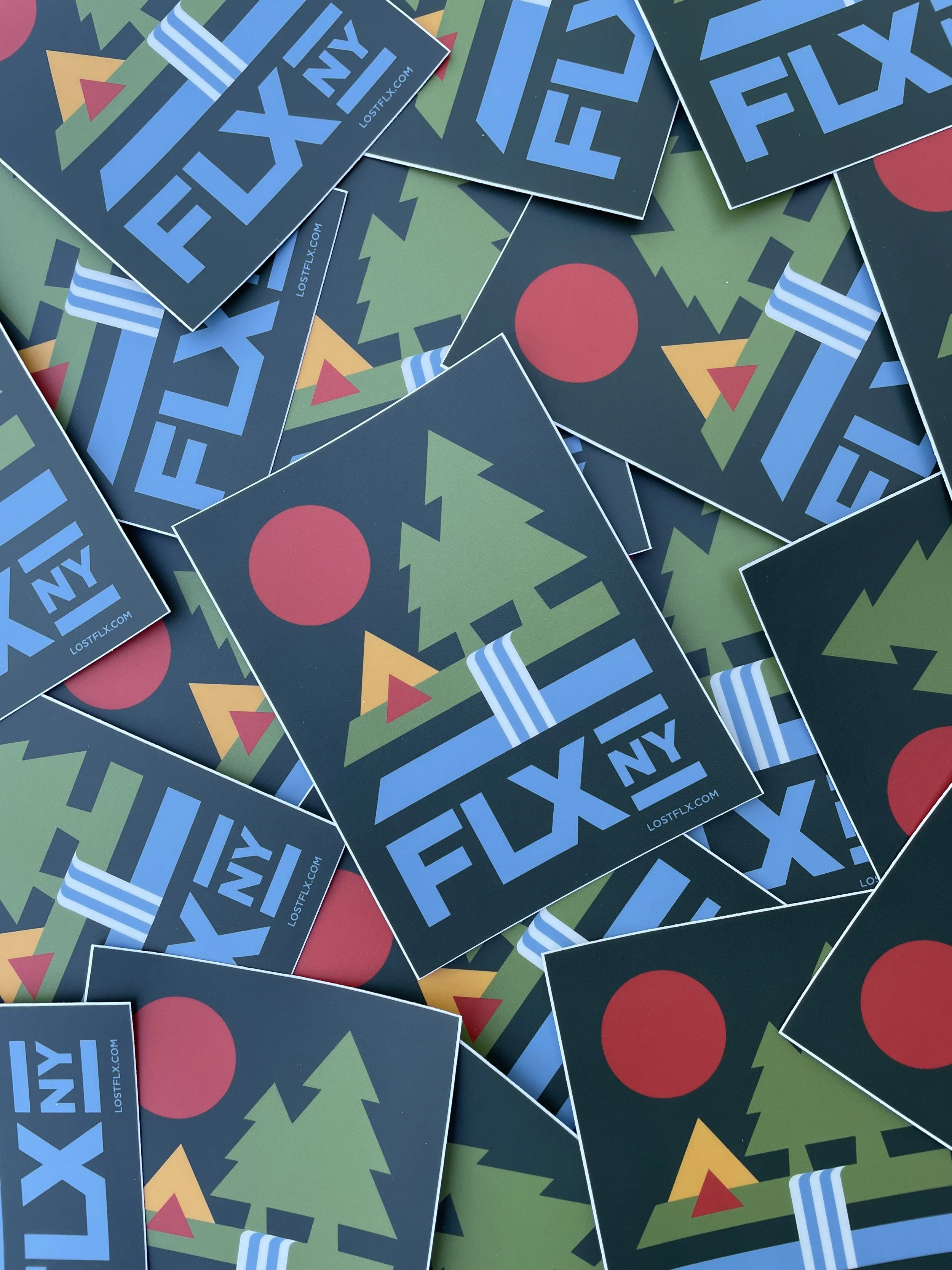 FLX NY Camping Green – 4” x 4.6" Bumper Sticker
