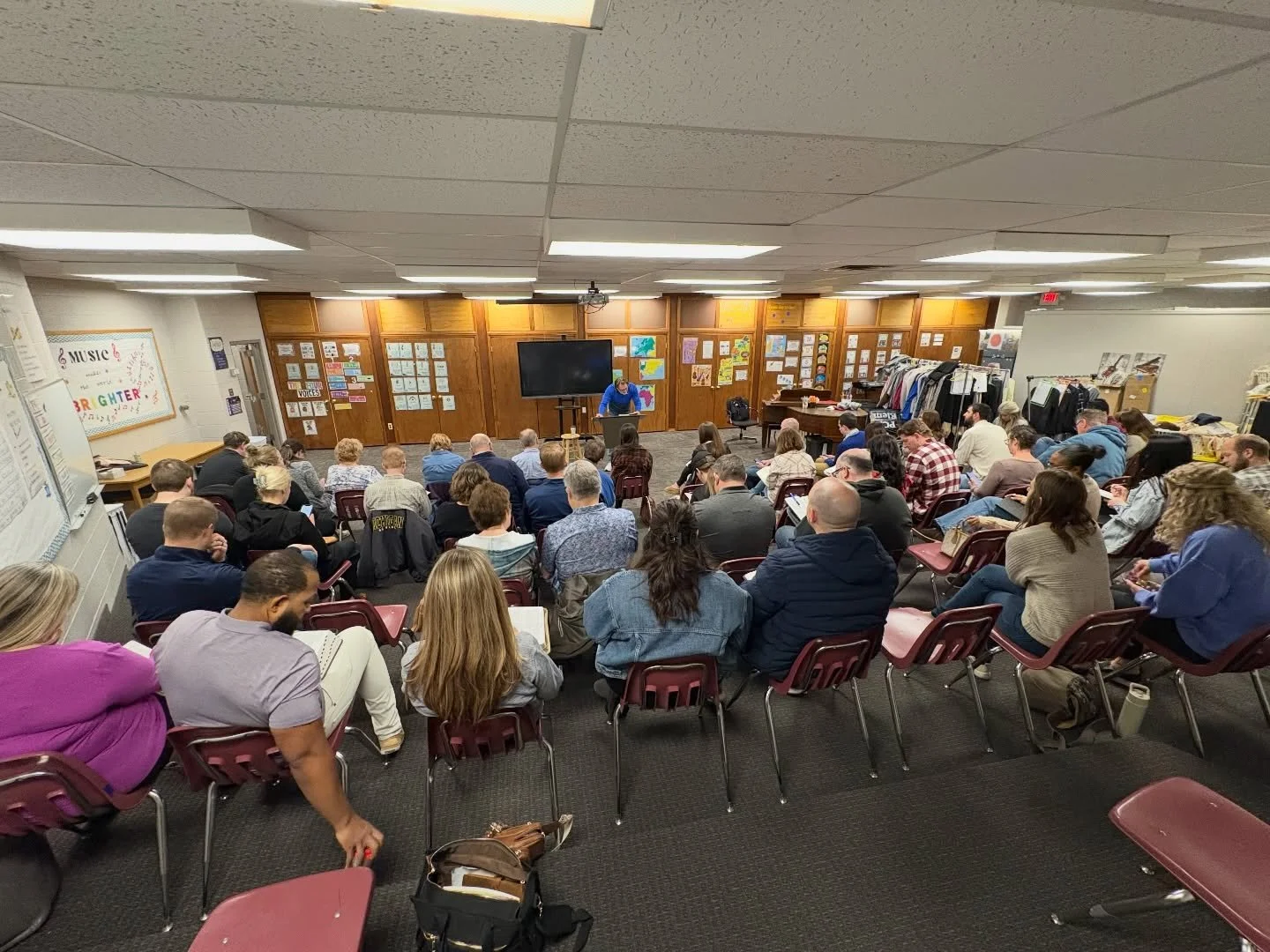 We had to shuffle some classes around this morning due to a fried squirrel-induced brown out. The power is fully on now, and we&rsquo;re ready to worship and dive into God&rsquo;s word together.